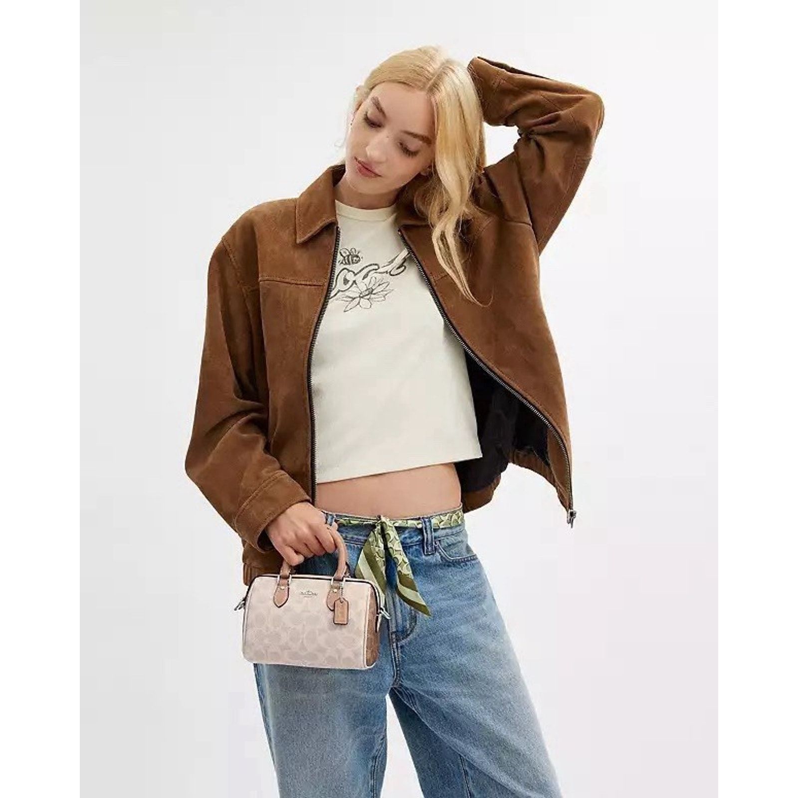 Coach NWT COACH Mini Rowan Crossbody Bag CW330 Silver/Sand/Taupe Size ONE SIZE - 9 Thumbnail