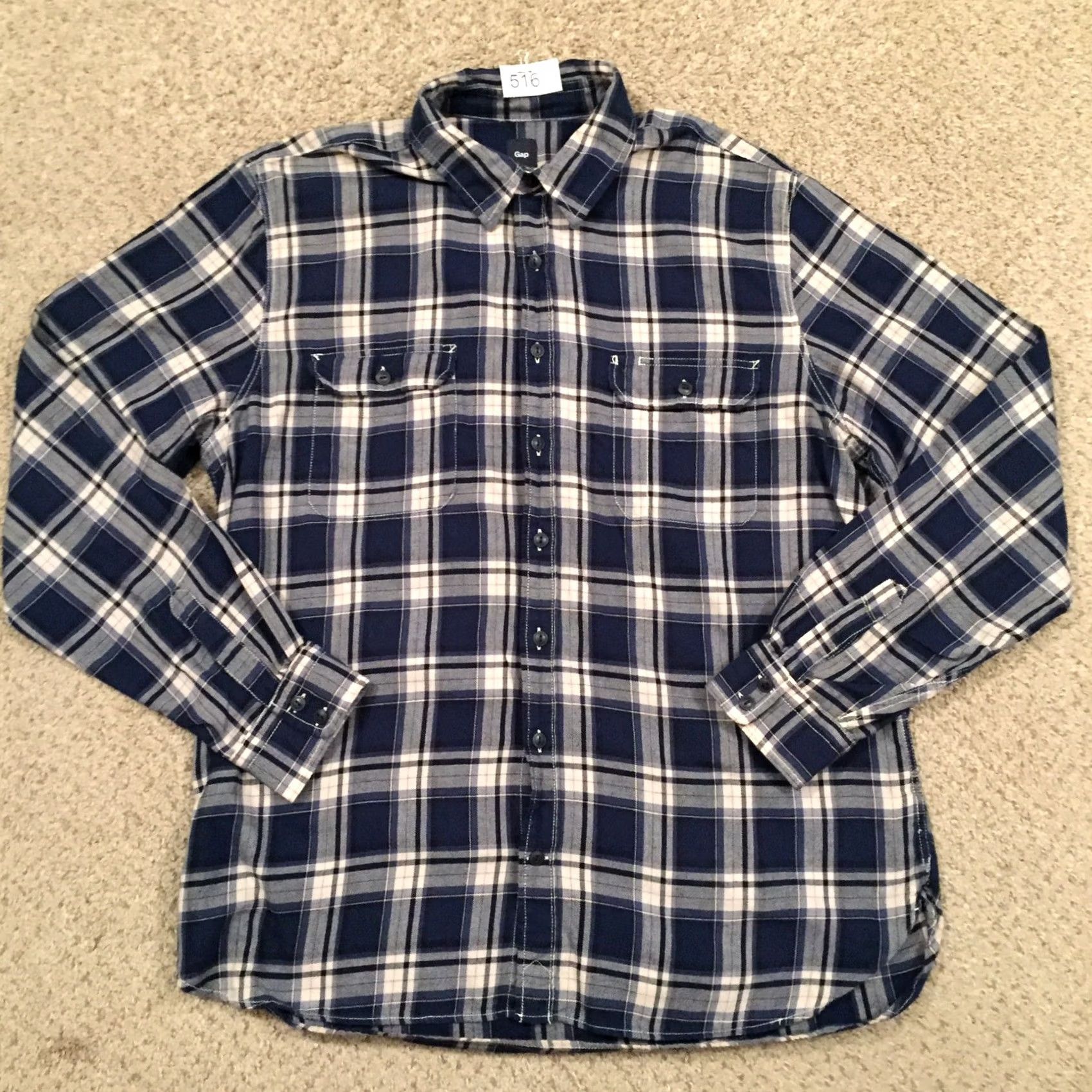 Gap Gap Shirt Mens XL Blue Plaid Long Sleeve Button Pockets Size US XL / EU 56 / 4 - 2 Thumbnail