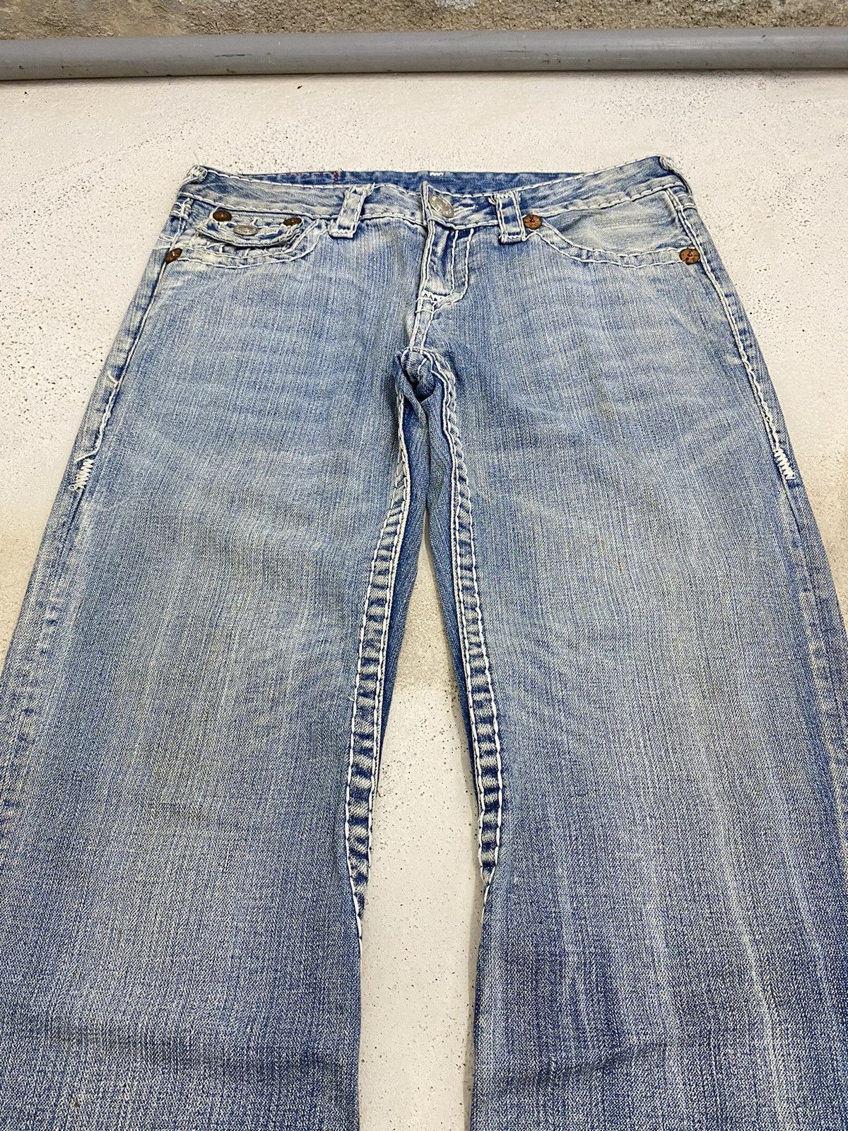 Hysteric Glamour Flare True Religion Japan Light Blue Distressed Denim Size US 31 - 5 Thumbnail
