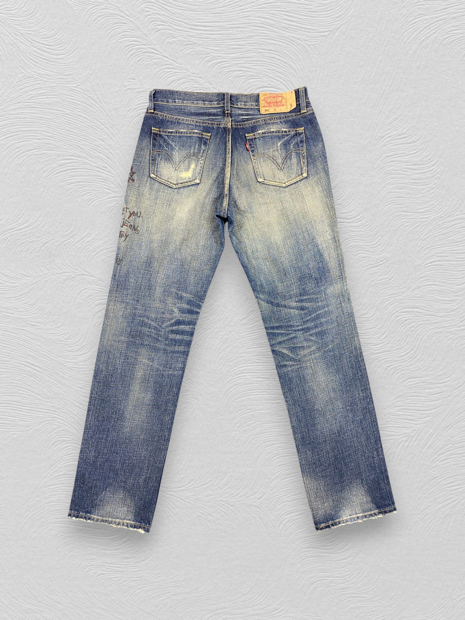 Levi's Ripped Written Blue Vintage Levi's 501 32x31.5 Denim -JN2489 Size US 32 / EU 48 - 2 Thumbnail