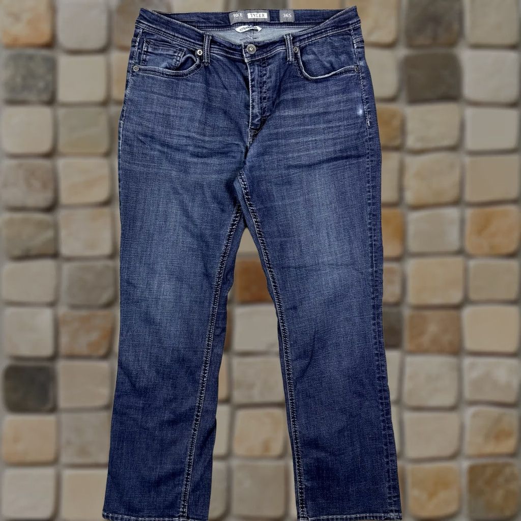 Vintage BKE Tyler Jeans Men 36S Straight Dark Wash Whisker Buckle Western Cowboy Utility Size US 36 / EU 52 - 1 Thumbnail