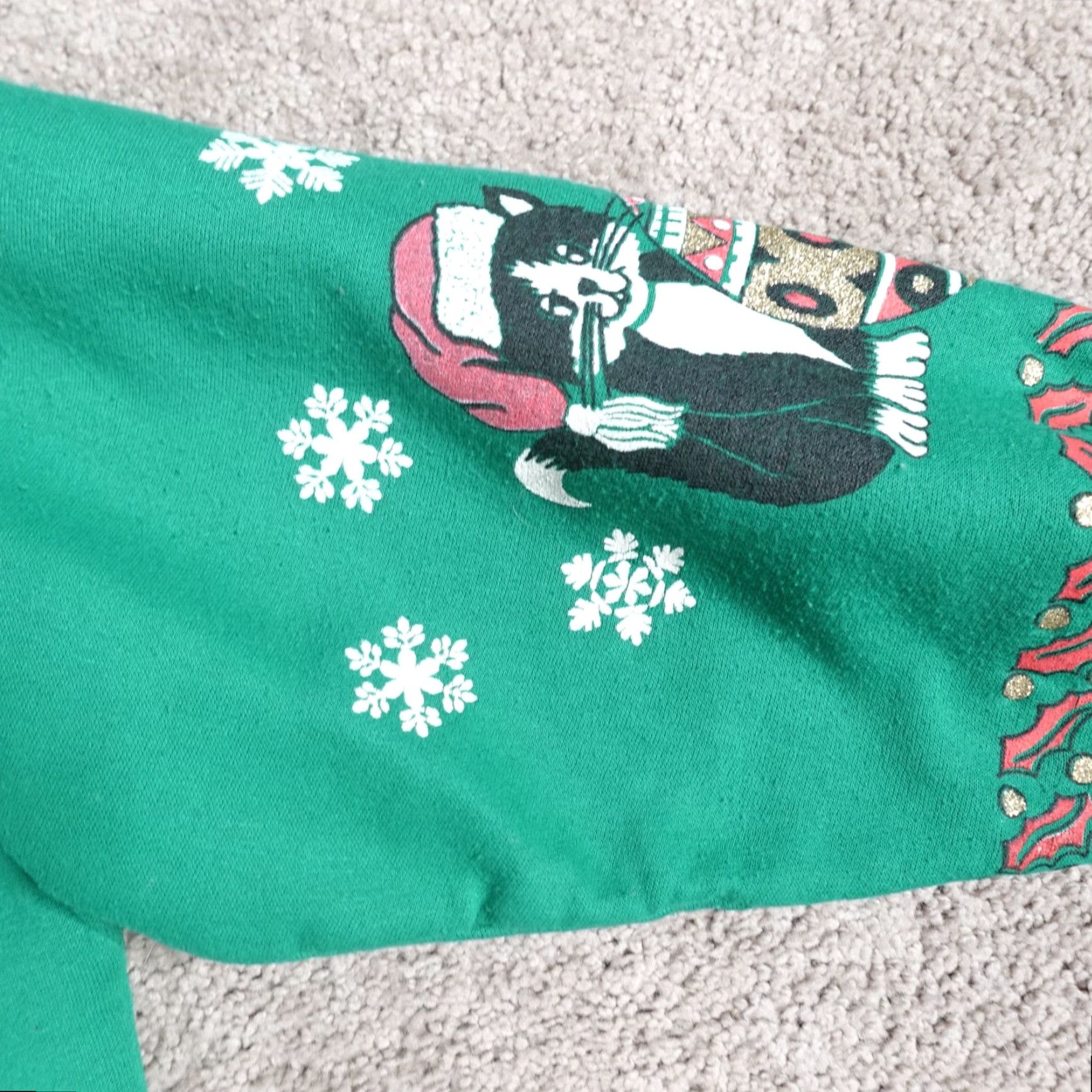 Vintage VINTAGE American Vintage Sweatshirt Green Cat Christmas L Men Large Size L Crew Neck Long Sleeve Pullover USA Made Satin Size US L / EU 52-54 / 3 - 3 Thumbnail