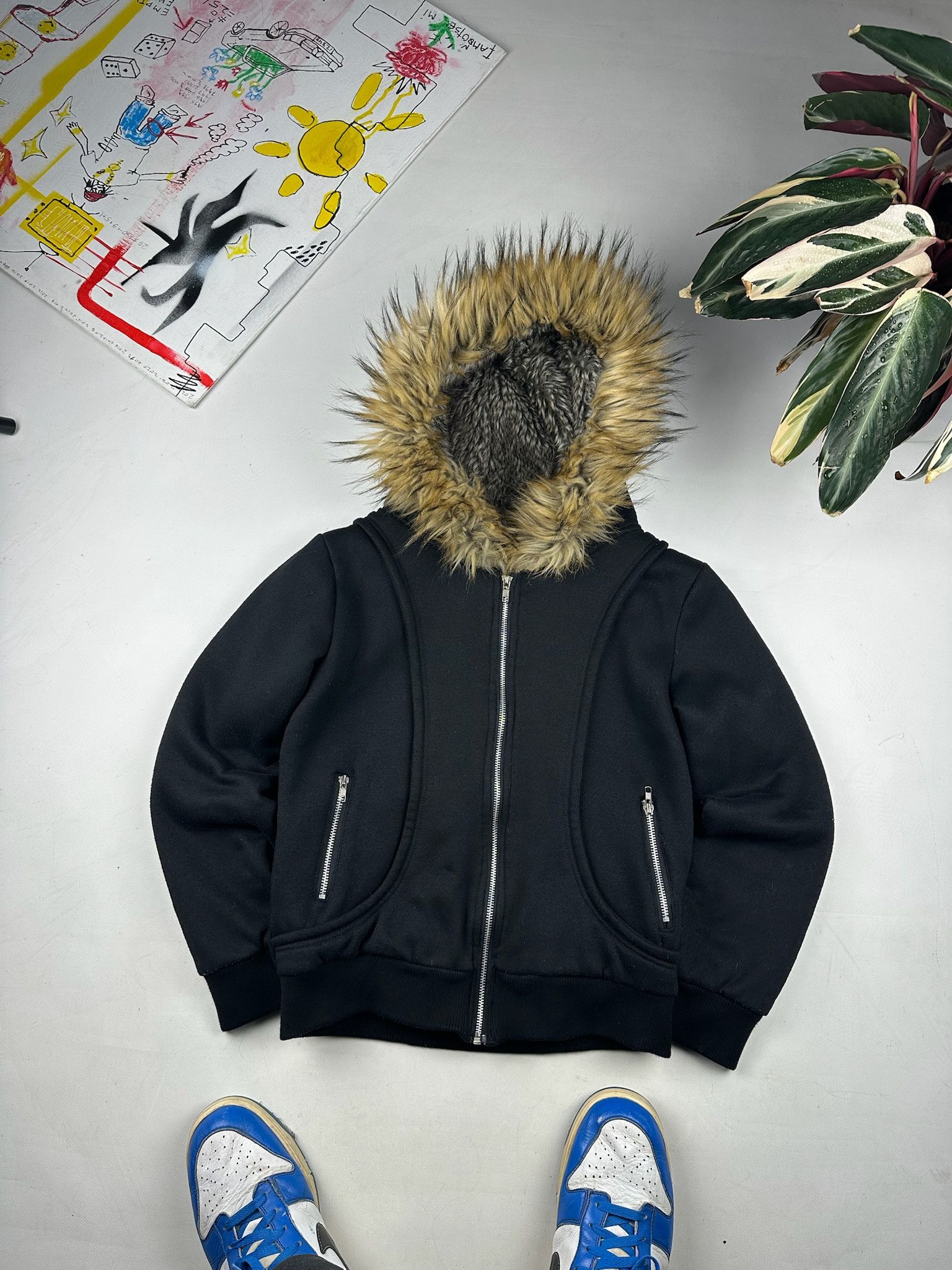 Other Fashion Design Black Zip Fur Hoodie LGB style light jacket Size S / US 4 / IT 40 - 1 Thumbnail