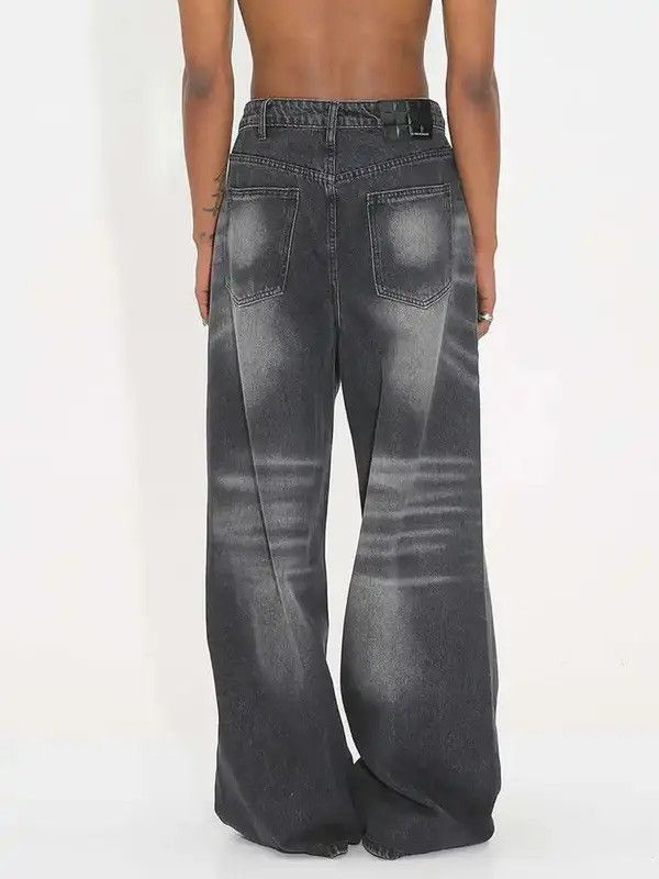 VIBE Y2K Washed Black Retro Straight Wide-leg Jean Size US 29 - 2 Thumbnail