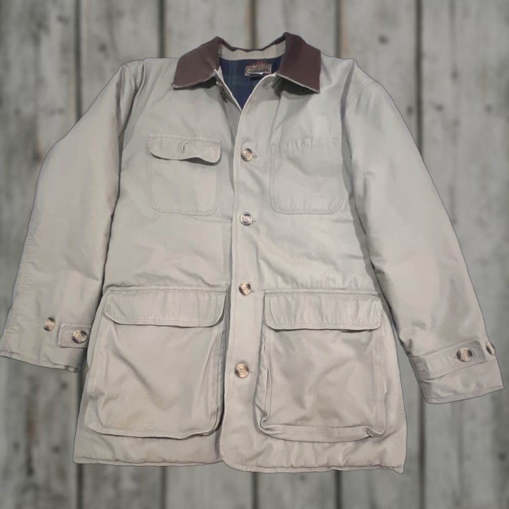 Vintage Greatland Apparel Chore Jacket Men’s Small Flannel Lined Cotton Leather Collar Casual Workwear Size US S / EU 44-46 / 1 - 1 Thumbnail