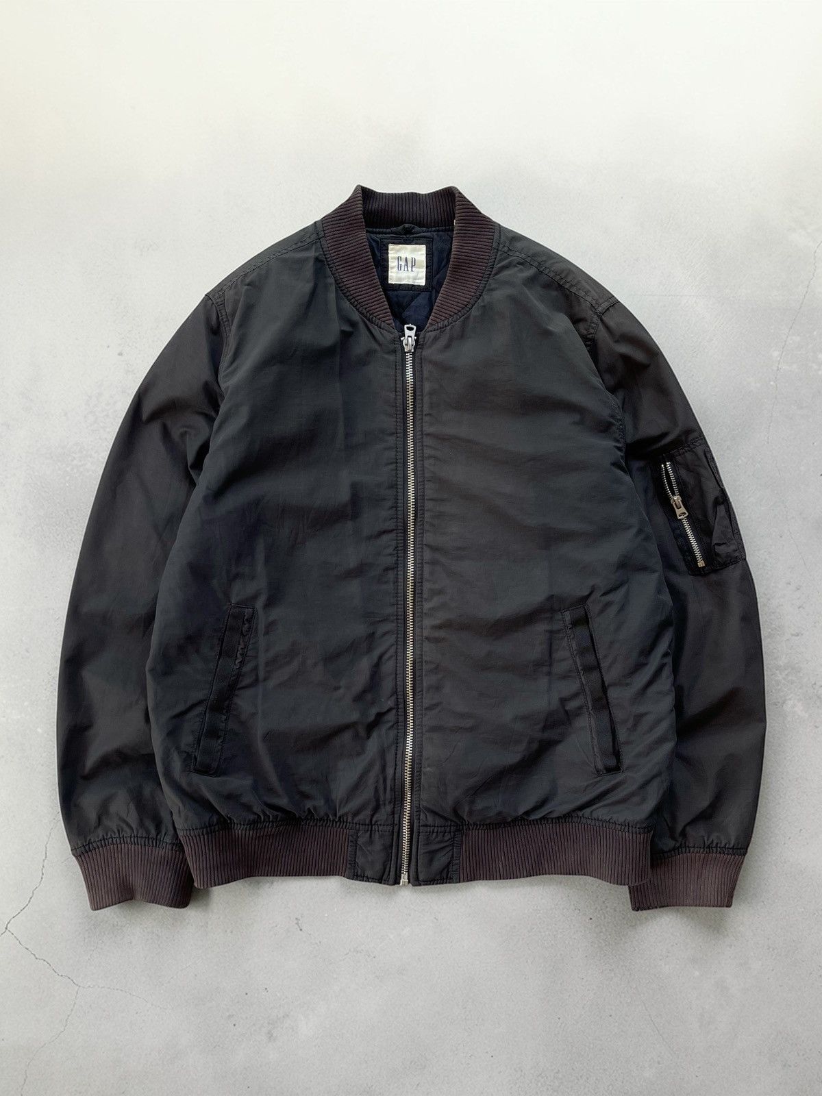 Gap VINTAGE Gap Bomber Jacket Men Small Gray Full Zip Fleece