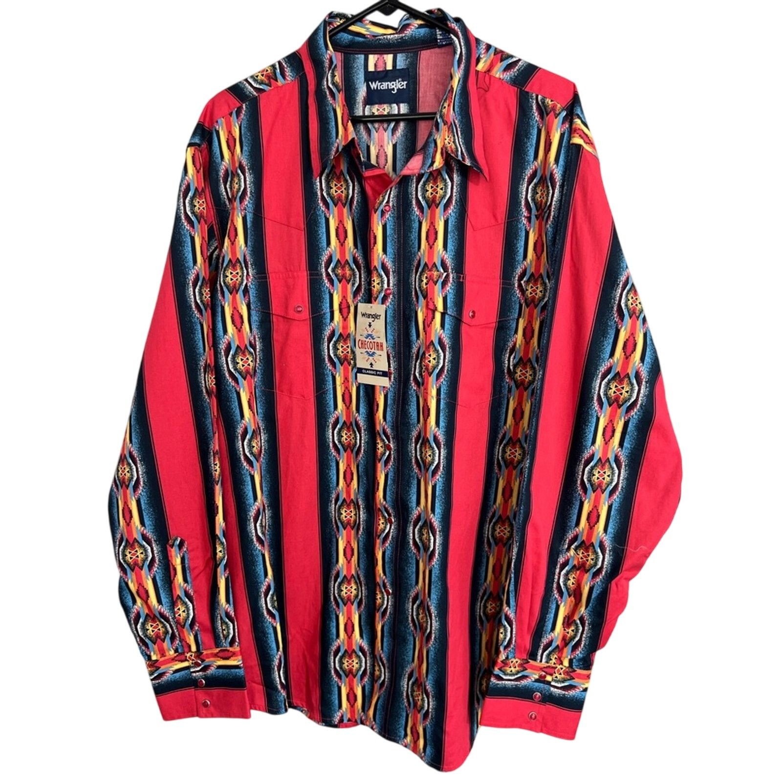 Wrangler New Wrangler Checotah Western Snap Button Shirt Red Flame Size US XXL / EU 58 / 5 - 1 Thumbnail