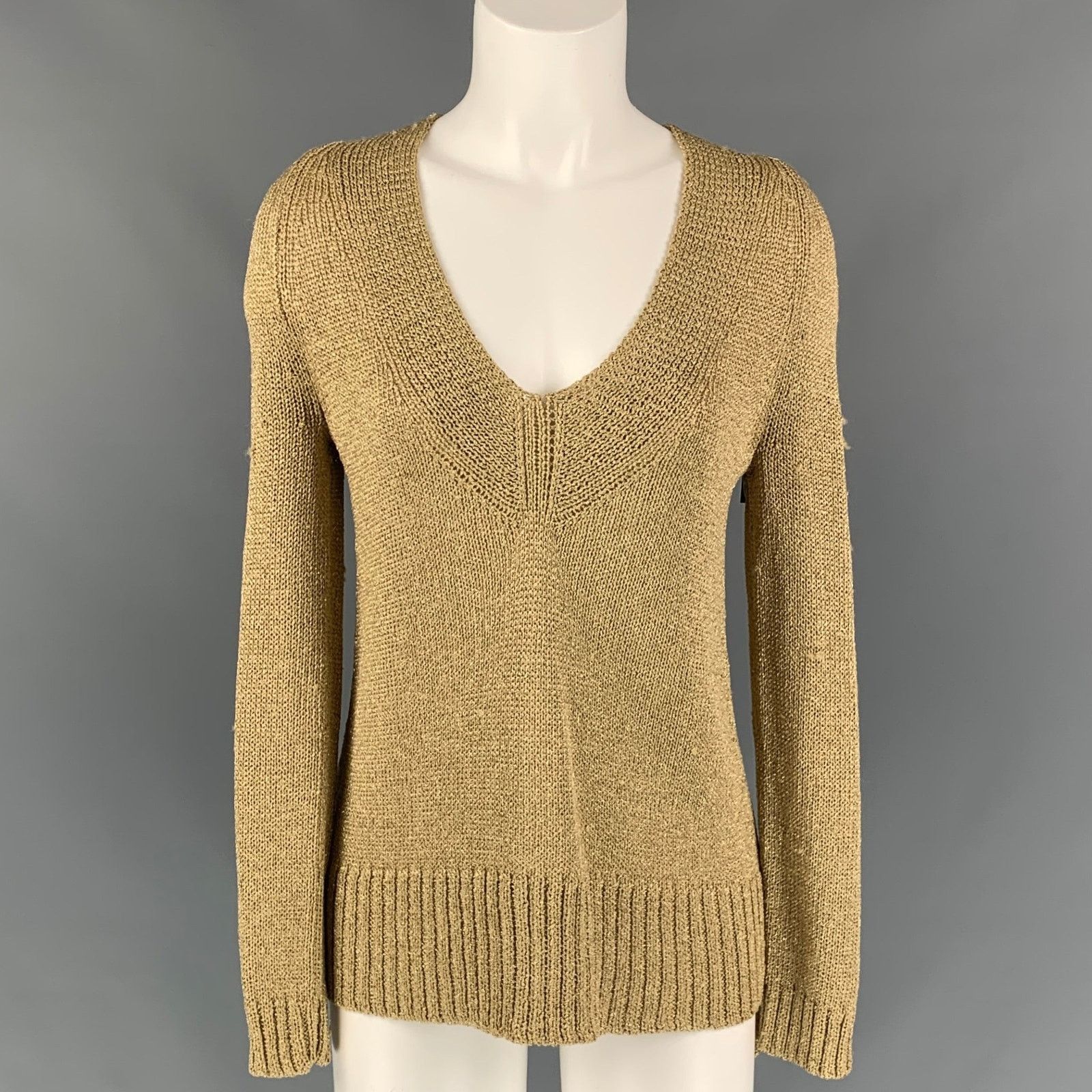 Diane von Furstenberg DIANE VON FURSTENBERG S Gold Acetate Blend Knitted Pullover Size S / US 4 / IT 40 - 1 Thumbnail