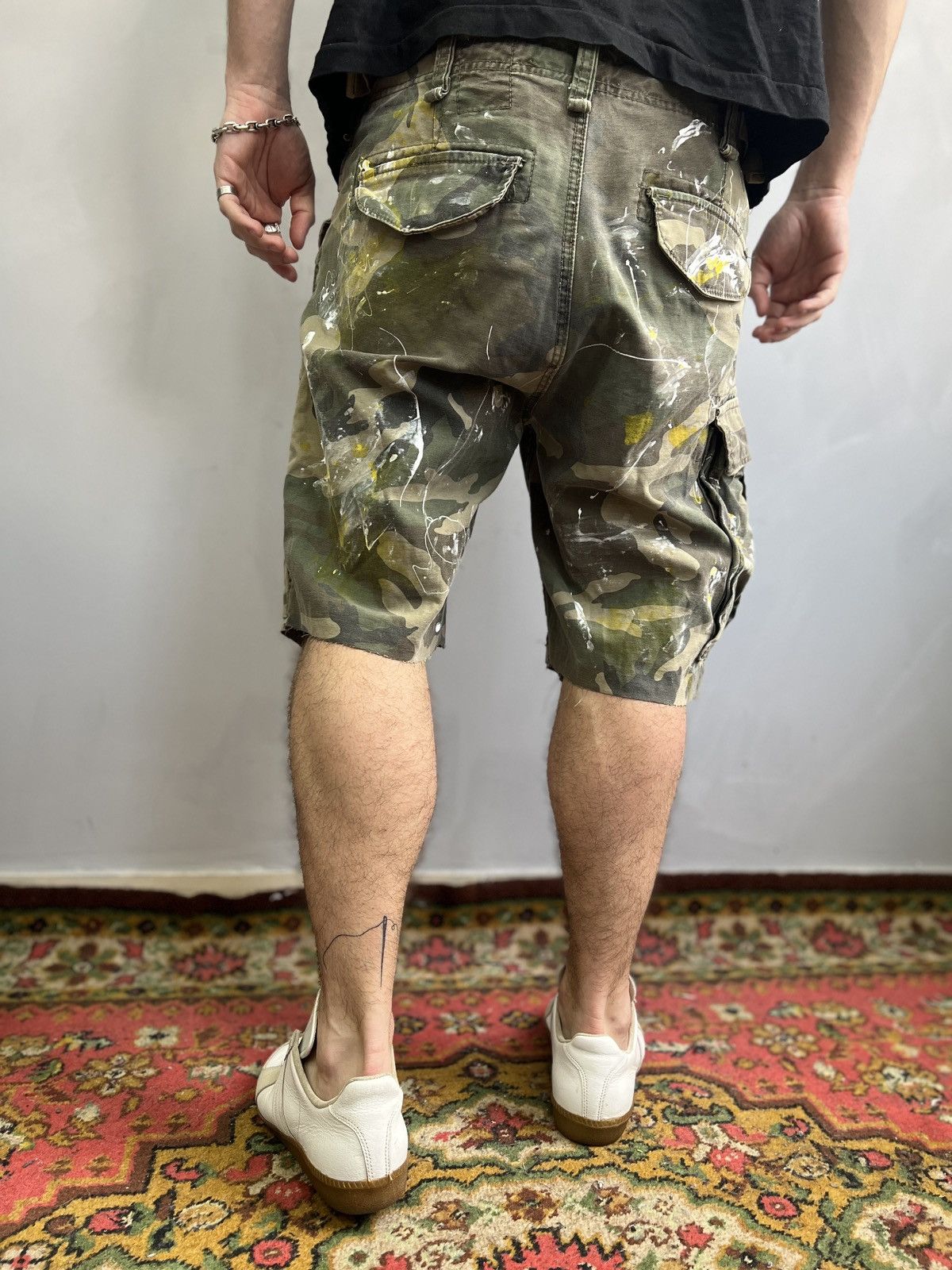Vintage 1995 faded painted Vintage Cargo Camo Shorts Size US 30 / EU 46 - 10 Thumbnail