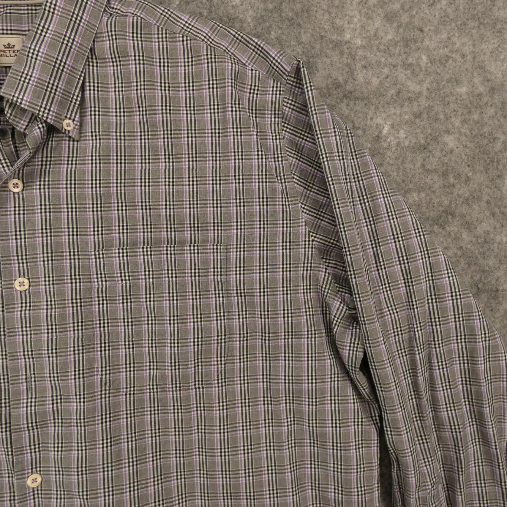 Peter Millar Peter Millar Shirt Mens XL Long Sleeve Button-Up Gray Purple Plaid Size US XL / EU 56 / 4 - 6 Thumbnail