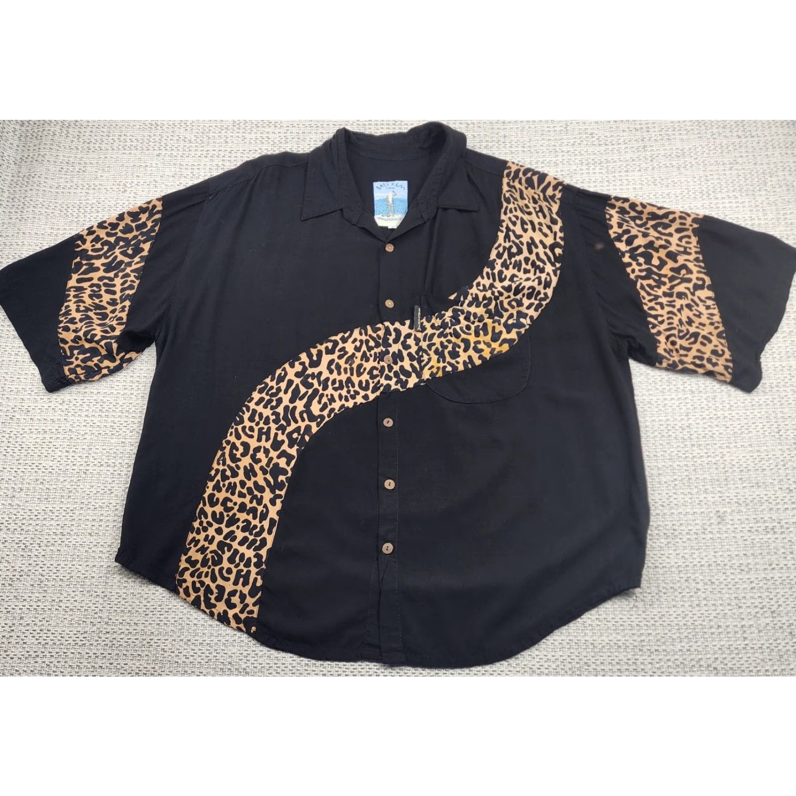 Vintage VINTAGE Bali Kim Aloha Shirt Mens Medium Black Leopard Print Button Up Short Sleeve Size US M / EU 48-50 / 2 - 2 Thumbnail