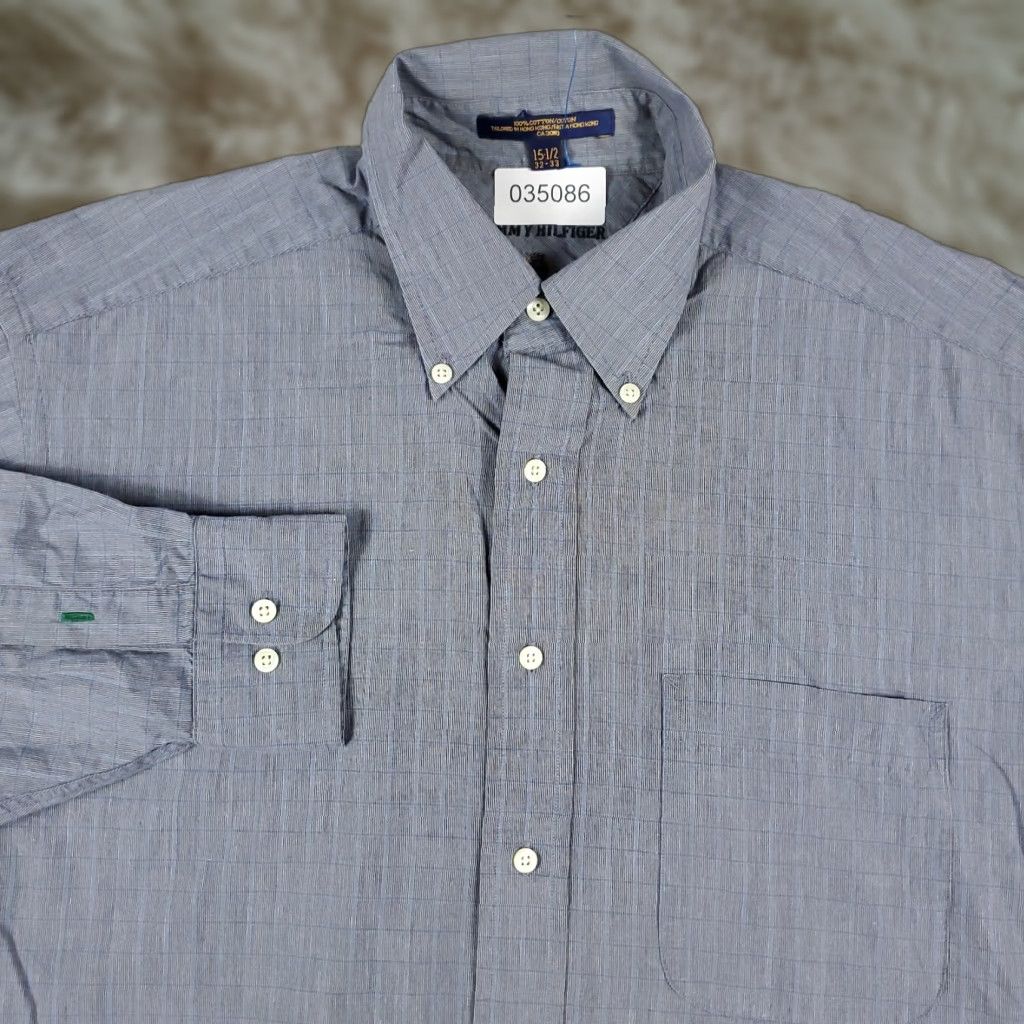 Tommy Hilfiger Tommy Hilfiger Dress Shirt Mens 15.5 Blue Plaid Long Sleeve Button-Up Size 40R - 1 Thumbnail