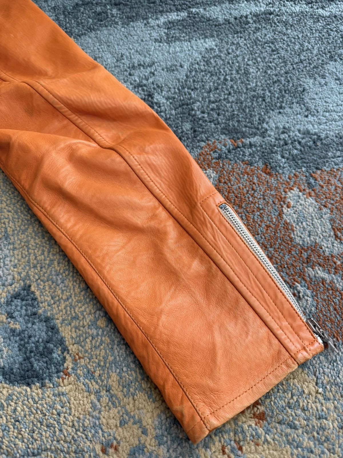 Prada Prada AW2000 Vintage Orange Y2k Biker Leather Jacket Size US M / EU 48-50 / 2 - 22 Thumbnail