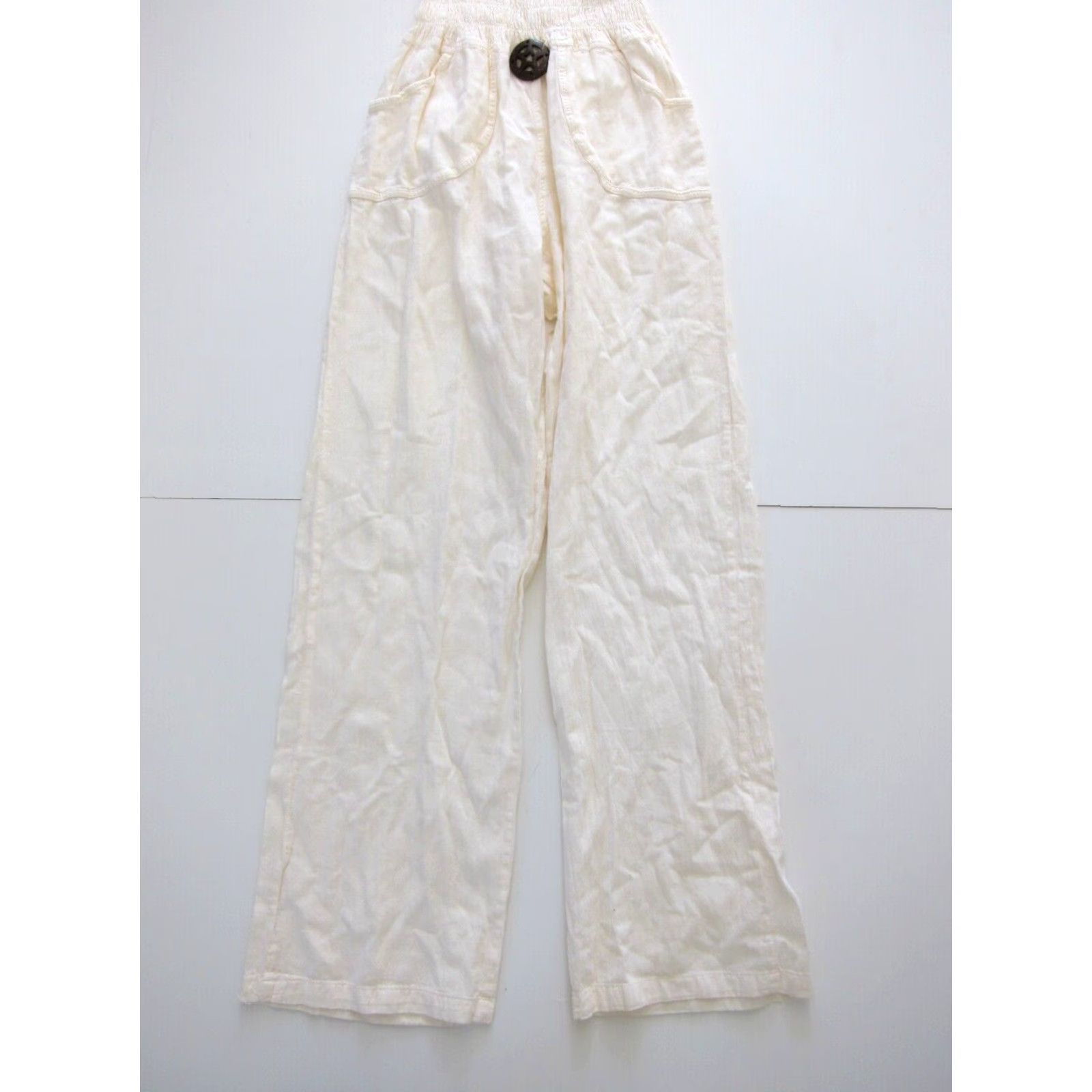 Vintage Matices Textil Peru 100% Cotton Ivory Off Shoulder Pocket Jumpsuit M Women Medium Size 32" / US 10 / IT 46 - 8 Thumbnail