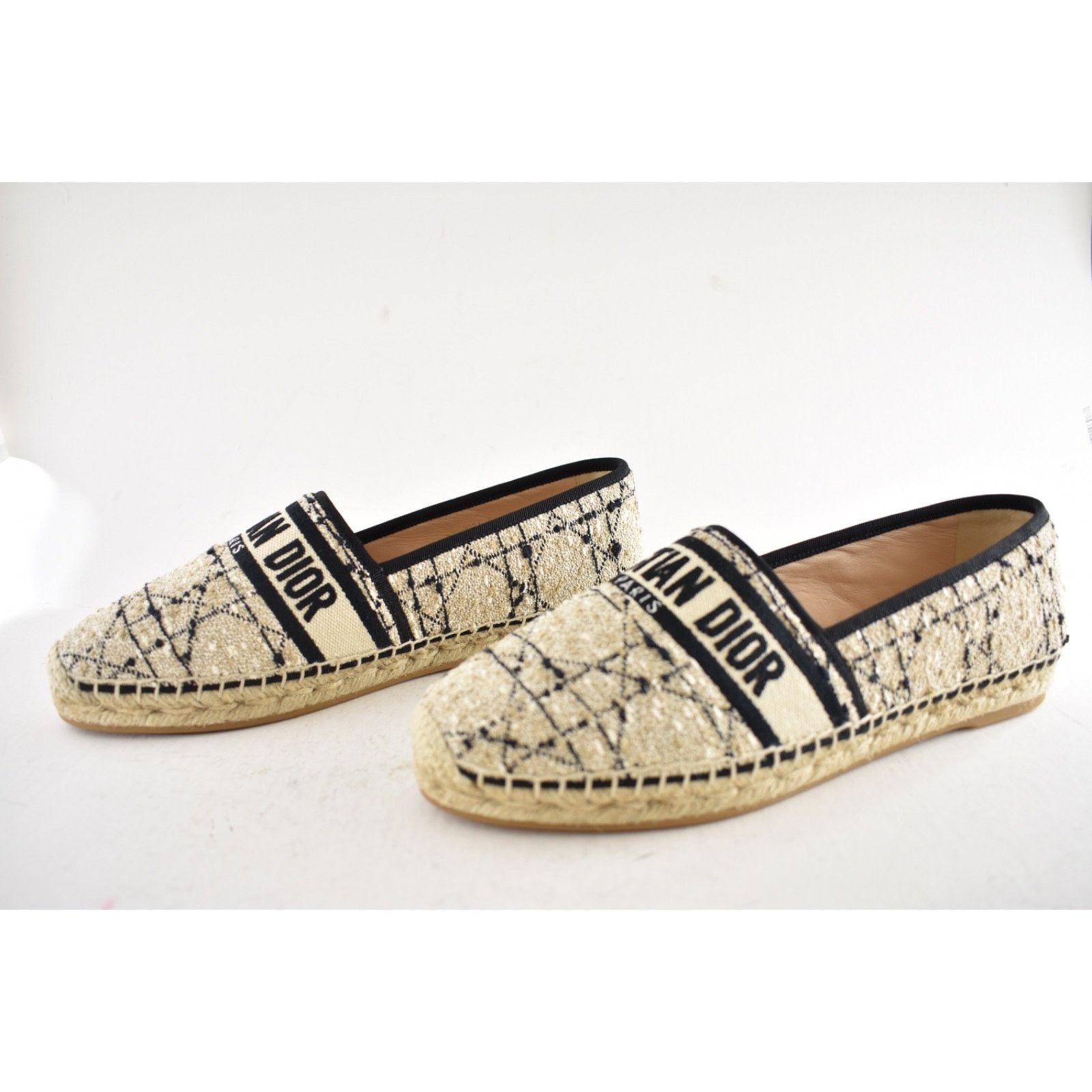 Dior Dior Granville Beige Black Cannage Tweed Embroidered Logo Size US 12 / IT 42 - 16 Thumbnail