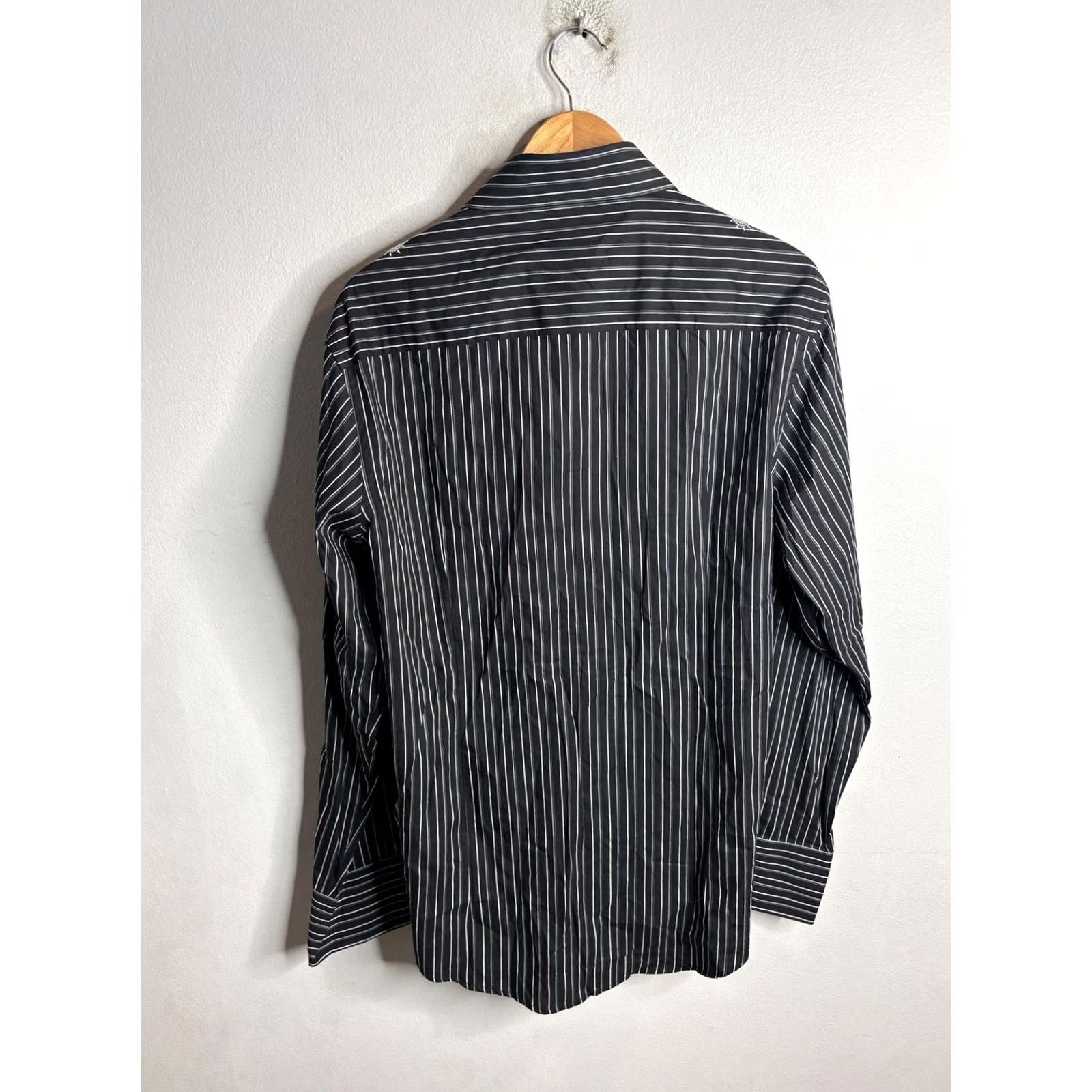 Vintage 7 Diamonds Shirt Mens XL Black Stripe Long Sleeve Embroidered Button Up Casual Size US XL / EU 56 / 4 - 4 Thumbnail