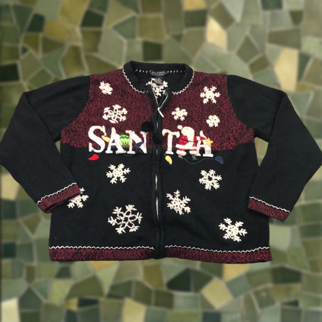 Vintage VINTAGE All Points Sweater Womens Medium Black Christmas Holiday Santa Snowflake Womens Size M / US 6-8 / IT 42-44 - 1 Thumbnail