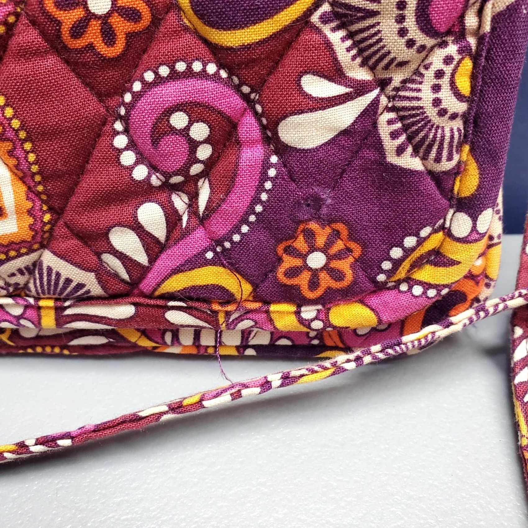 Vintage Vera Bradley Hipster Crossbody Bag Womens Purple Multi Fabric Paisley Zip Pocket Size ONE SIZE - 4 Thumbnail