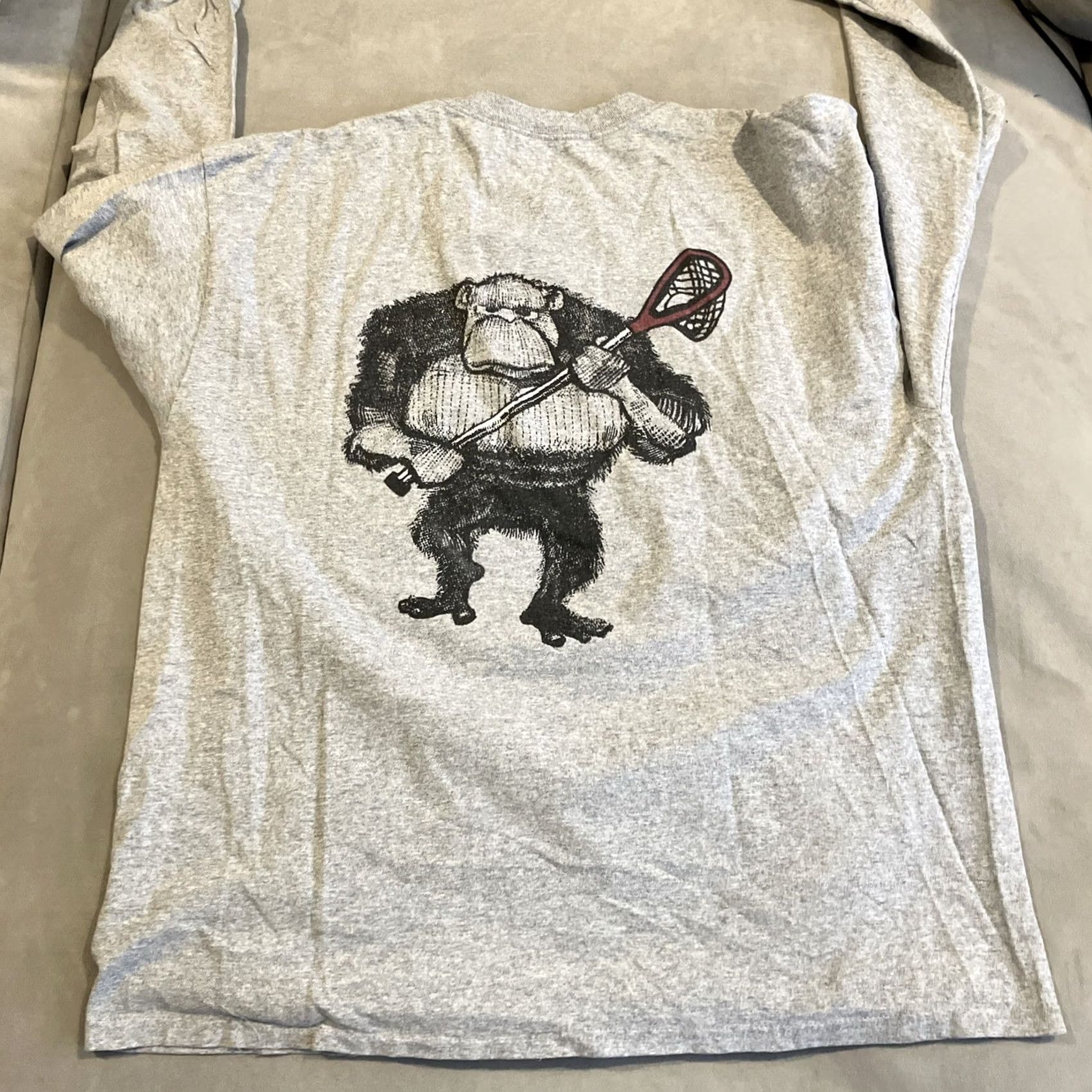 Delta VINTAGE Delta UMASS LACROSSE Gorilla Lacrosse Double-Sided Long Sleeve T Shirt XL Gray Mens XL Size US XL / EU 56 / 4 - 4 Thumbnail