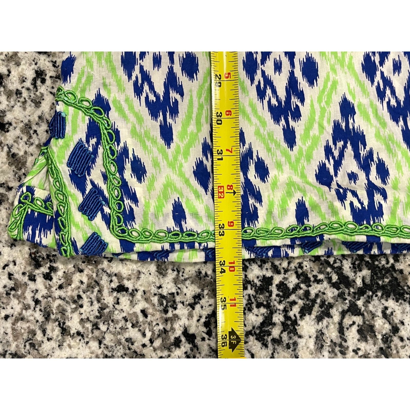 Vintage Gretchen Scott Ikat Dori Dress Embroidered Knee Length Womens XS Green/Blue - Flawless? (But must not introduce new info) Size XS / US 0-2 / IT 36-38 - 3 Thumbnail