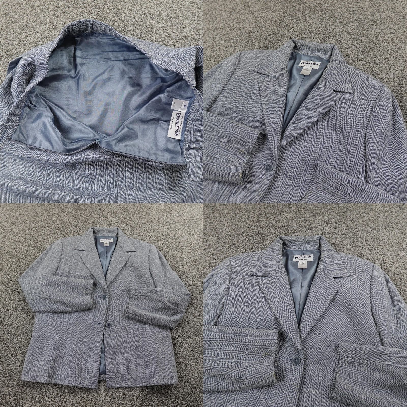 Pendleton VINTAGE Pendleton Suit Womens 10 Blue Wool Silk Herringbone Skirt Jacket Set USA Size 32" / US 10 / IT 46 - 8 Thumbnail
