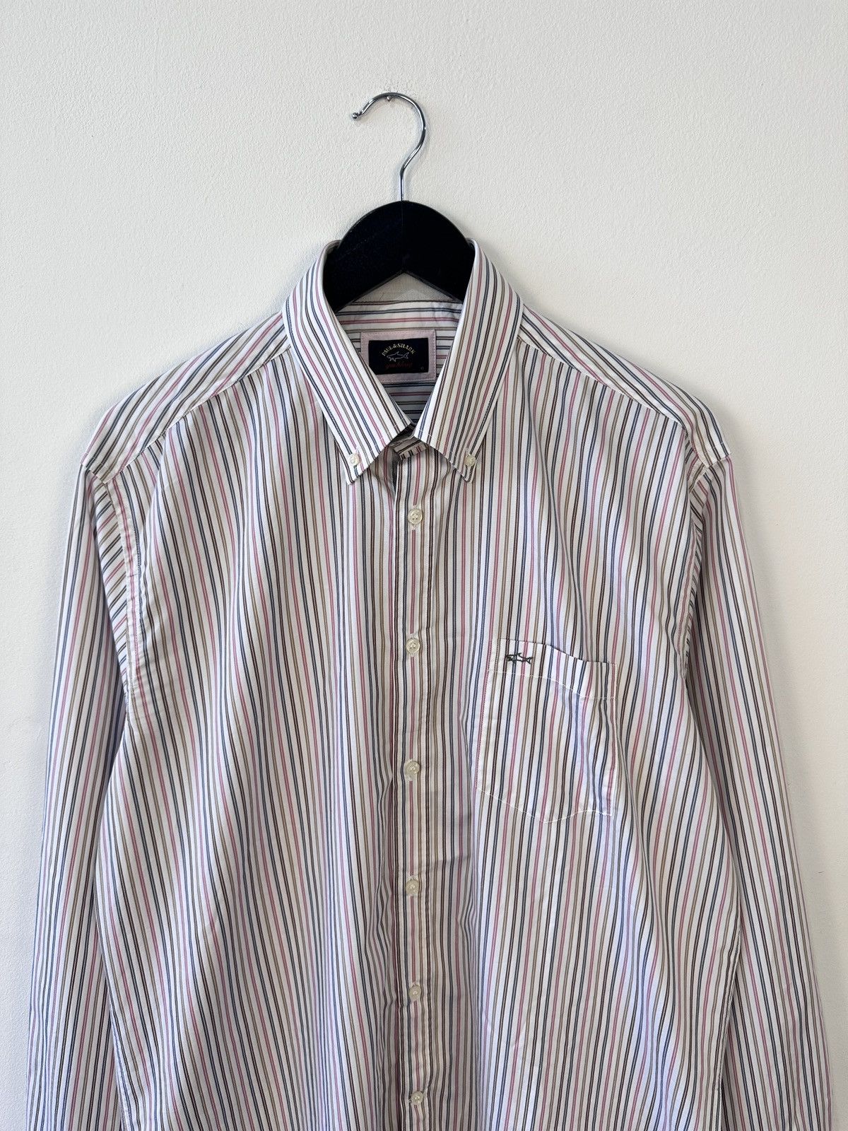 Paul & Shark Paul & Shark Yachting Shirt Size L 16.5 Pink Brown Striped Size US L / EU 52-54 / 3 - 6 Thumbnail