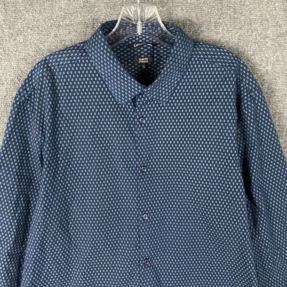 George George Button Up Shirt Men's XL Slim Fit Long Sleeve Cotton Size US XL / EU 56 / 4 - 2 Thumbnail