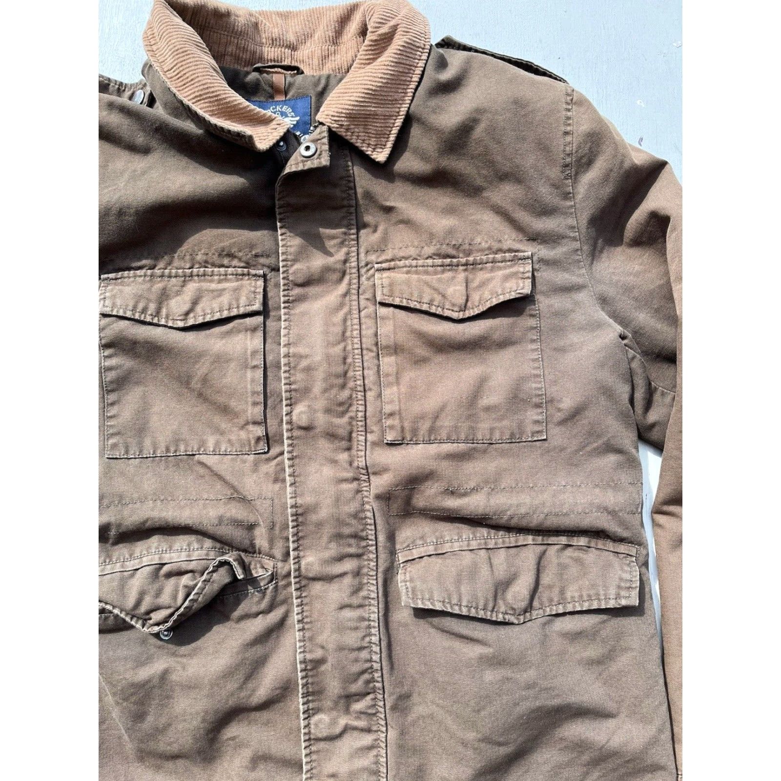 Dockers DOCKERS Jacket Beige Brown Solid XL Chore Utility Aviator Barn Workwear 90s Mens Jacket Size US XL / EU 56 / 4 - 2 Thumbnail