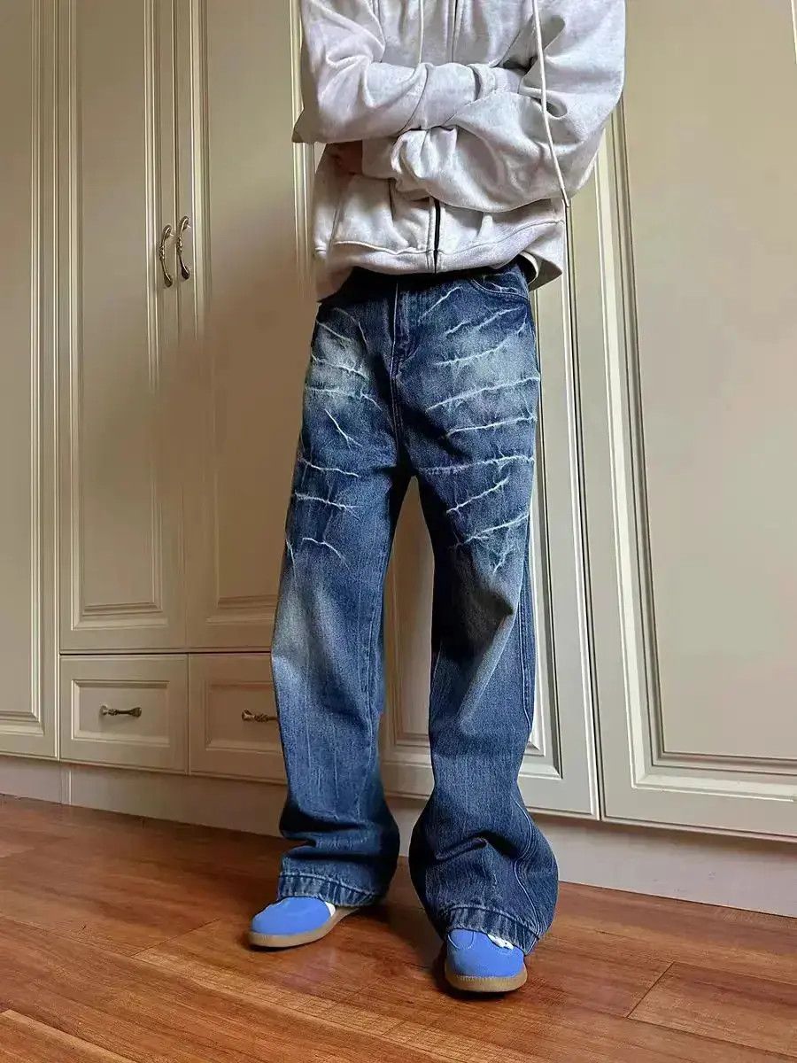 Japanese Brand Vintage street Y2K electric print wide leg baggy jeans Size US 32 / EU 48 - 6 Thumbnail