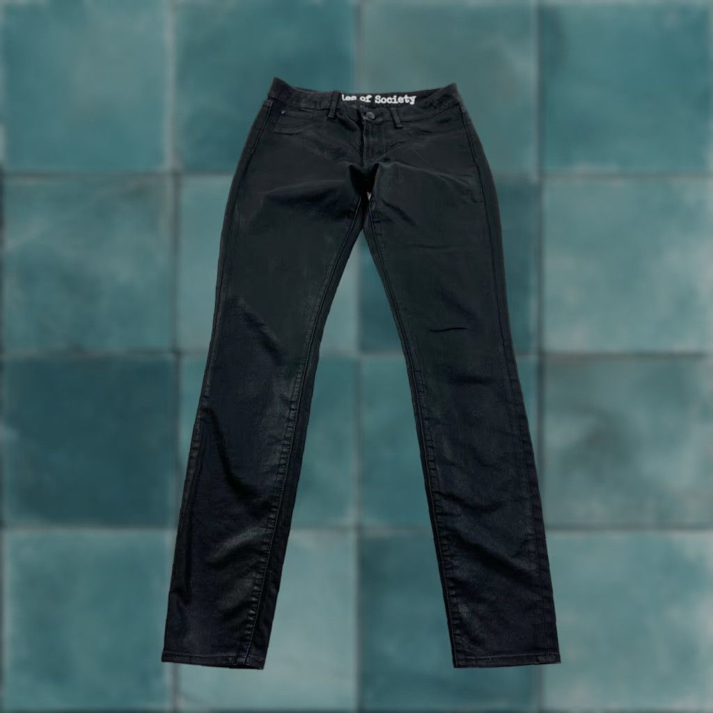 Anthropologie VINTAGE Anthropologie Articles Of Society Jeans Womans 28 Black Waxed Skinny Moto Fringe Mid Rise Skinny Womens Size 28" / US 6 / IT 42 - 1 Thumbnail