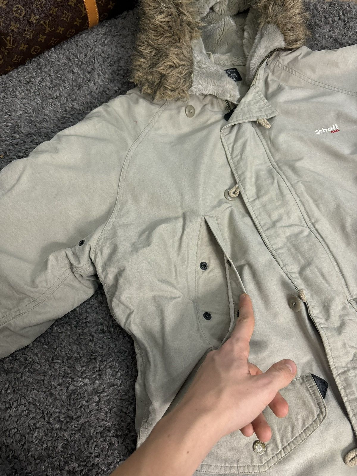 Avirex × Schott RARE‼️VTG 90s Schott USA Military Garment Fur Hooded Parka Size US S / EU 44-46 / 1 - 8 Thumbnail
