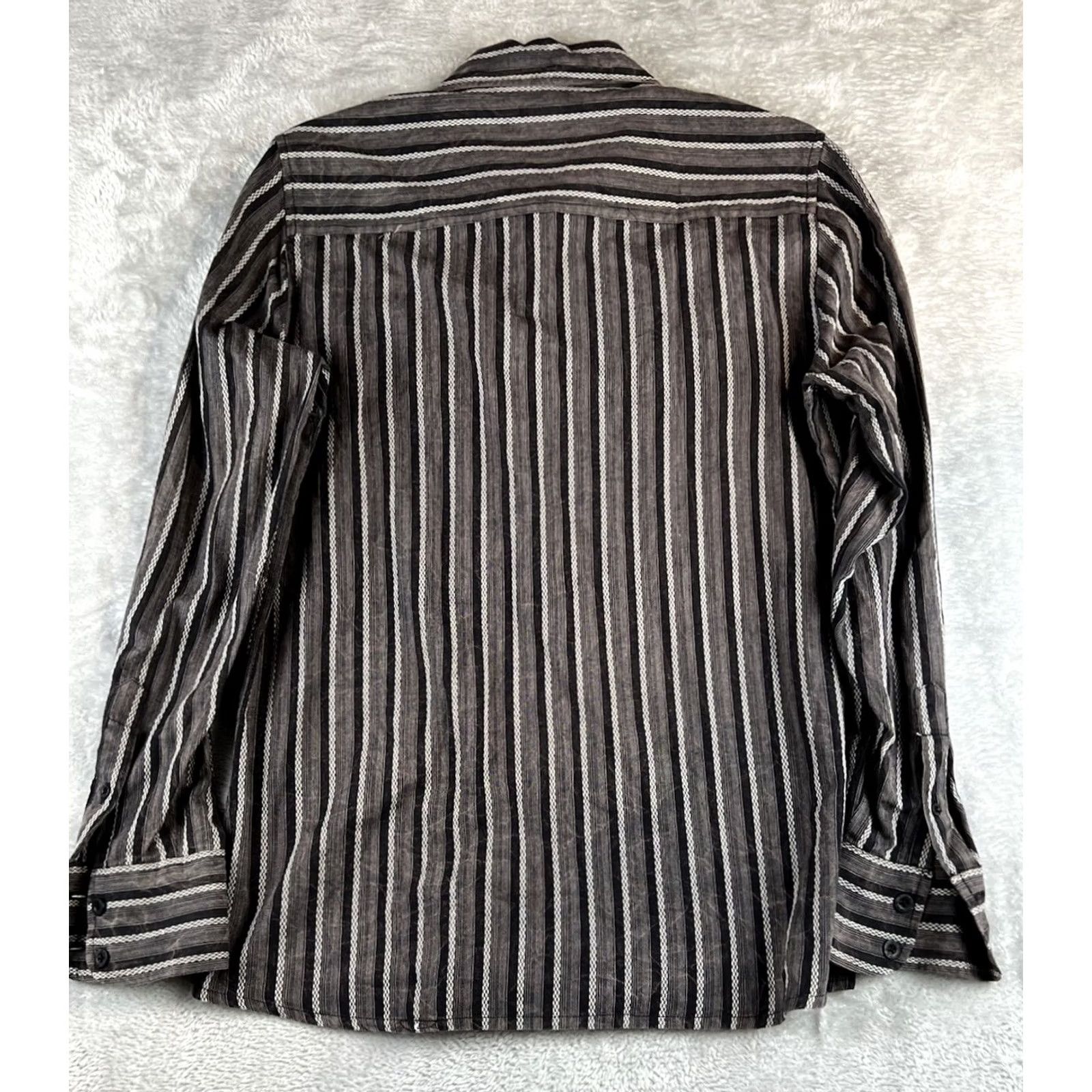 BKE BKE buckle Button-Down Contour Shirt Mens S Black Gray Striped Preppy Shirt Mens S Black Gray Striped Preppy Size US S / EU 44-46 / 1 - 2 Thumbnail