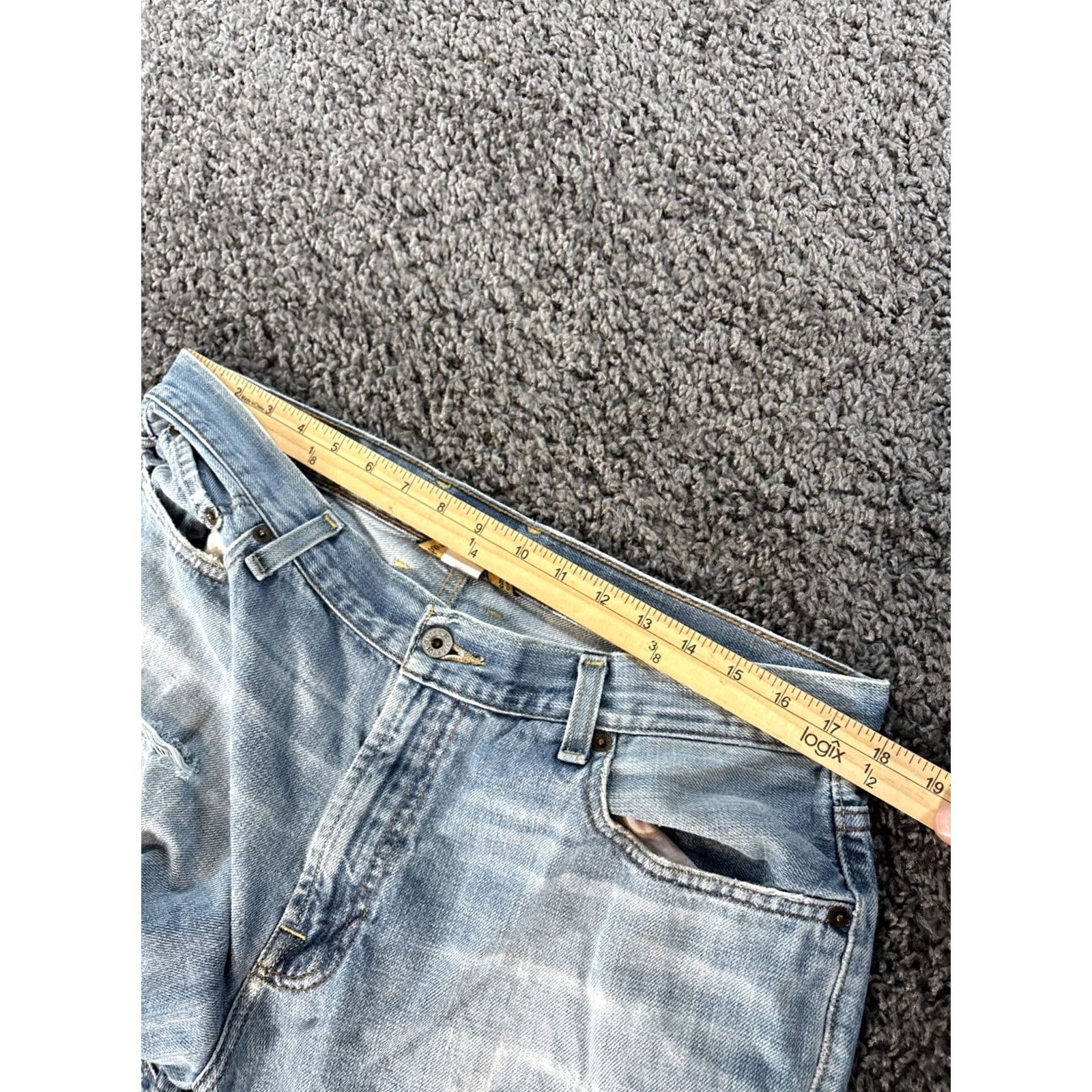 Lucky Brand VINTAGE Lucky Brand Jeans Mens 36x28 Baggy Wide Distressed Grunge Blue 36 Inseam 28 Relaxed Wide-Leg Men Size US 36 / EU 52 - 4 Thumbnail
