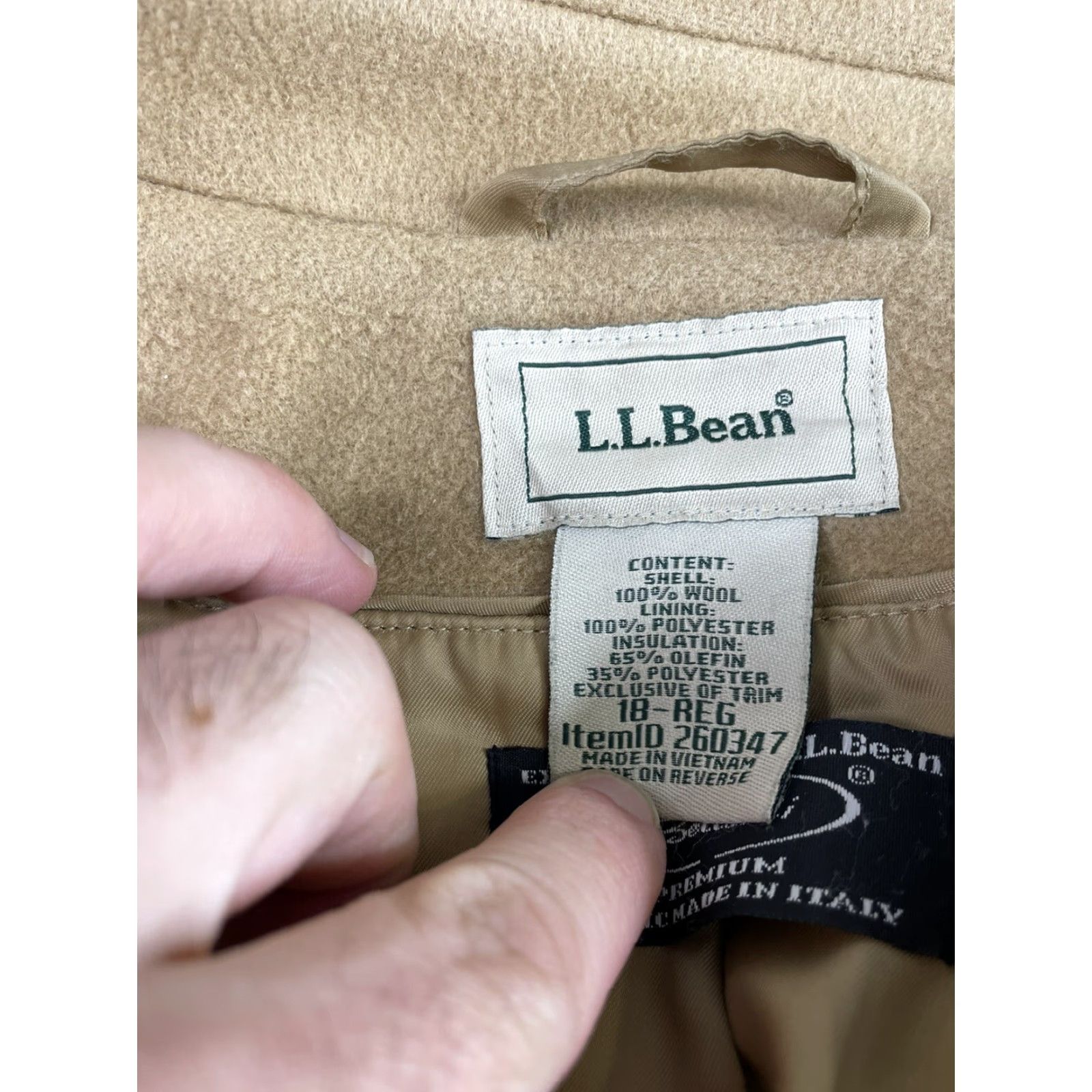 Vintage VINTAGE LL Bean Bellandi Italy Wool Coat Double Breasted Peacoat Thinsulate Size 18 R Tan Women's Coat Size XXL / US 16-18 / IT 52-54 - 4 Thumbnail