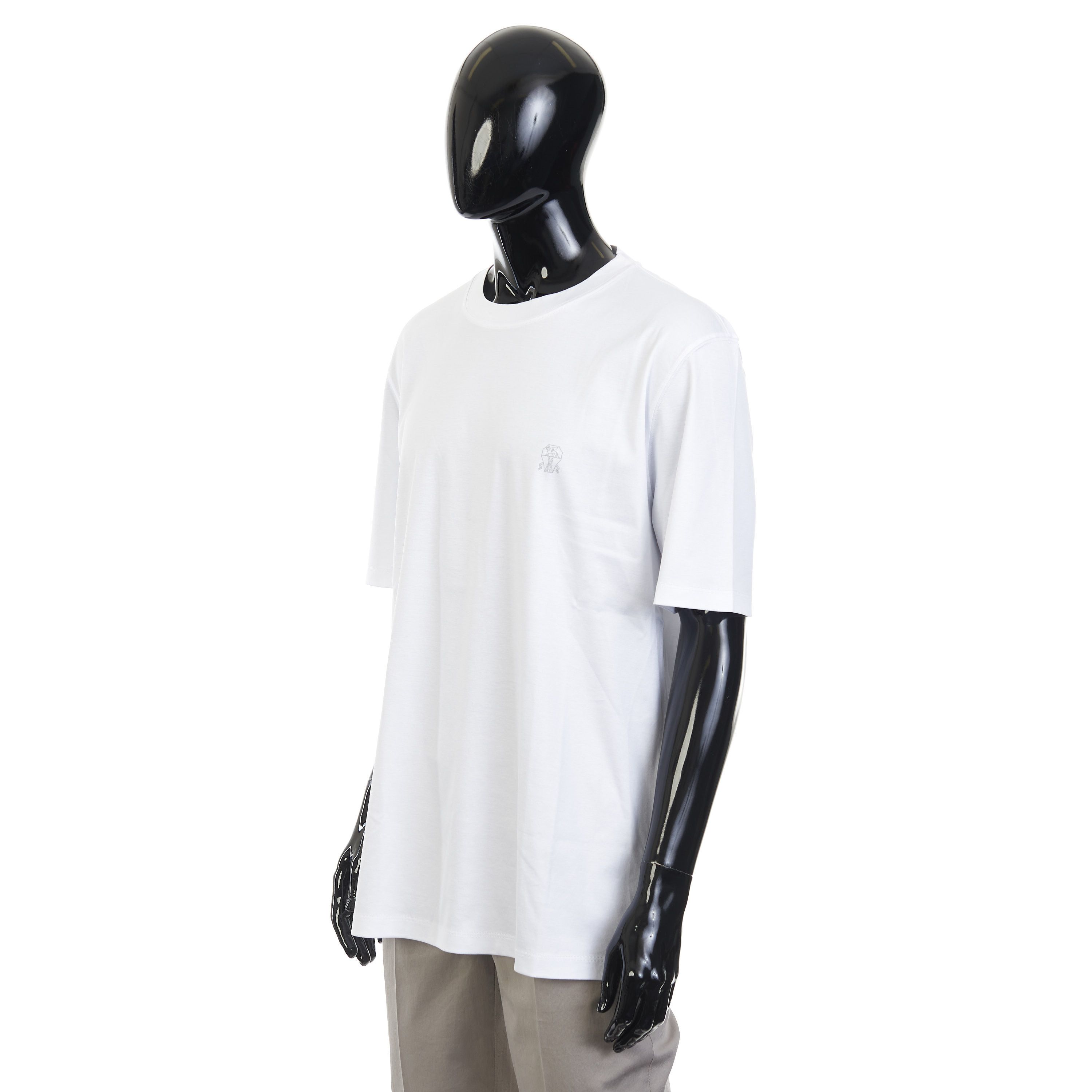 Brunello Cucinelli White Cotton Jersey Crew neck Tshirt With Logo Size M Size US M / EU 48-50 / 2 - 2 Thumbnail
