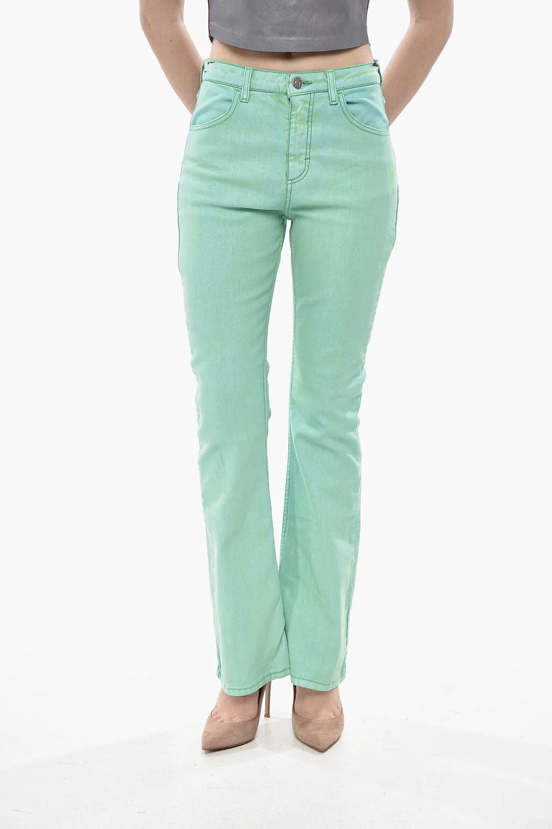 Marni og1mm0326 Coated Cotton Bootcut Pant in Green Size 30" / US 8 / IT 44 - 1 Thumbnail