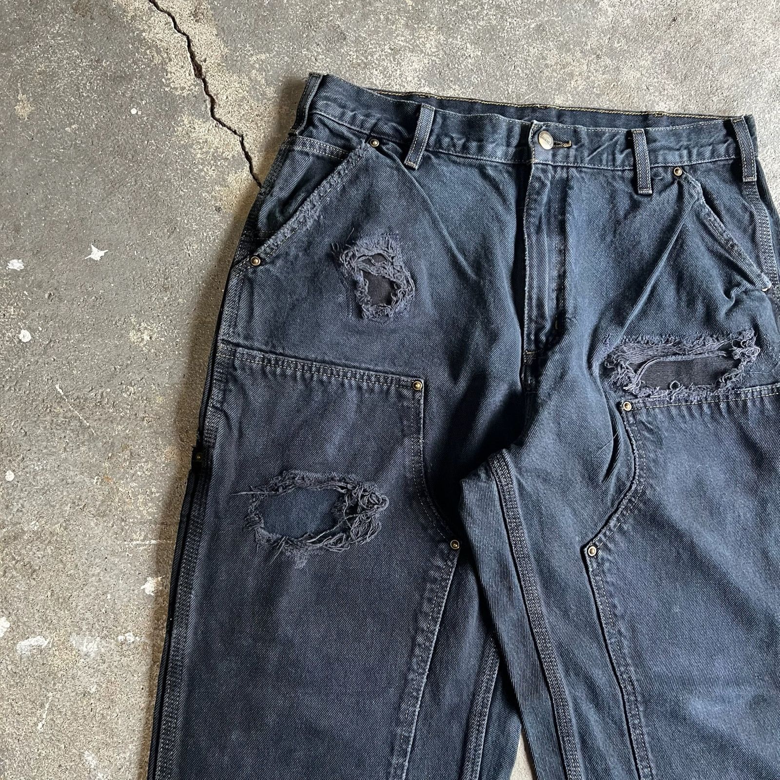 Carhartt × Vintage Carhartt denim black double knee work wear carpenter pants Size US 31 - 2 Thumbnail