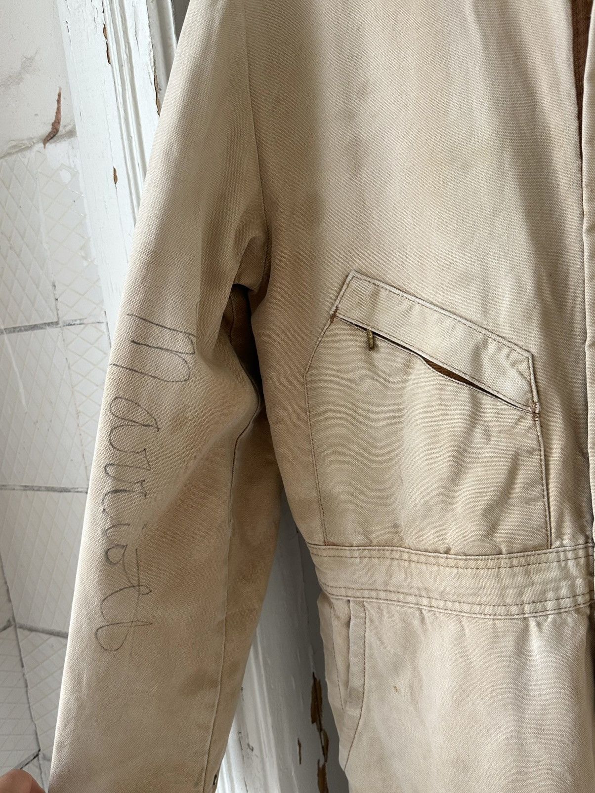 Carhartt Vintage Carhartt Style Beige Worn Carpenter Men’s Overalls Size US 34 / EU 50 - 9 Thumbnail