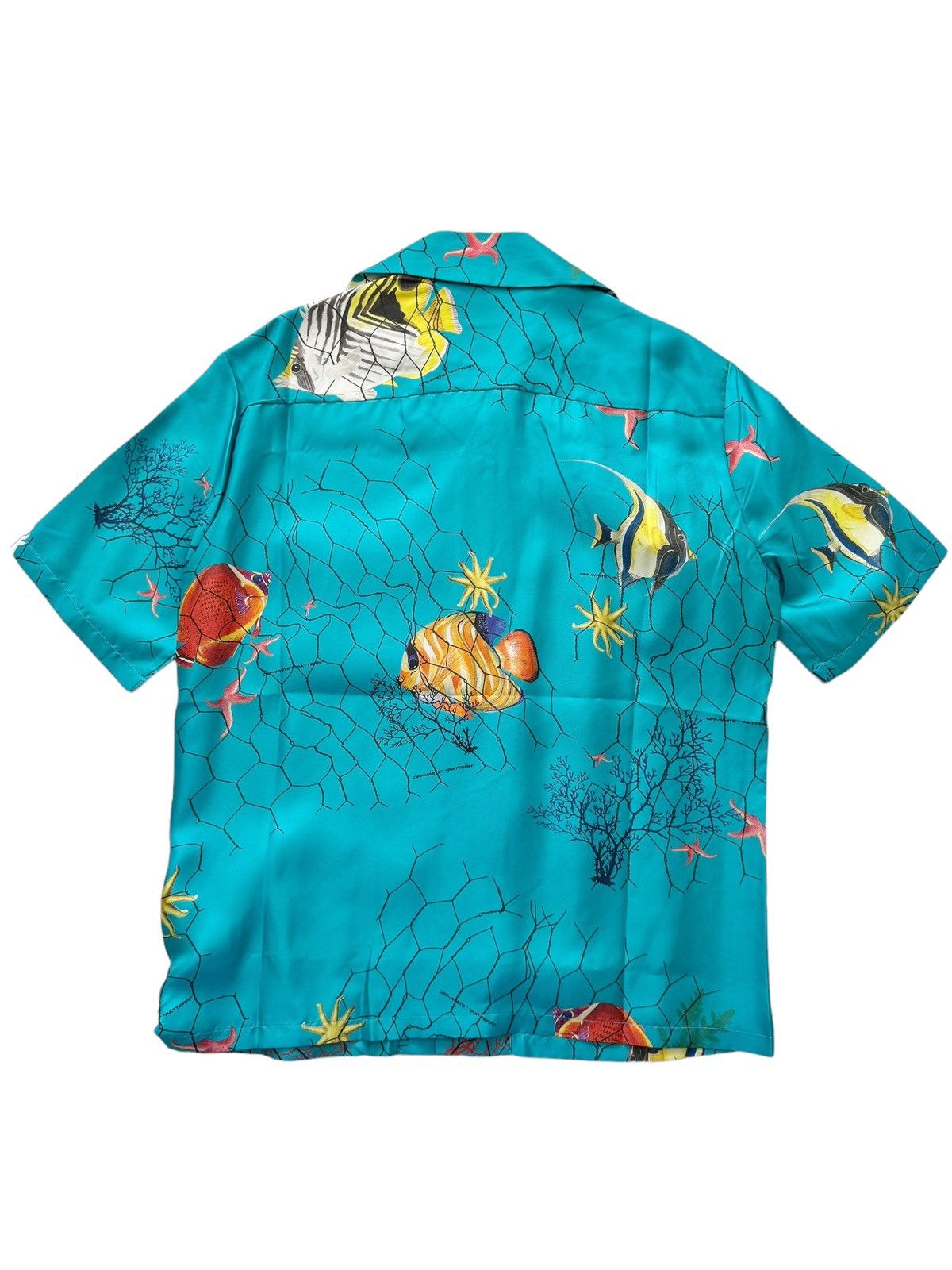 Off-White $1,200 Silk Fish Net Shirt Blue Size US L / EU 52-54 / 3 - 2 Thumbnail