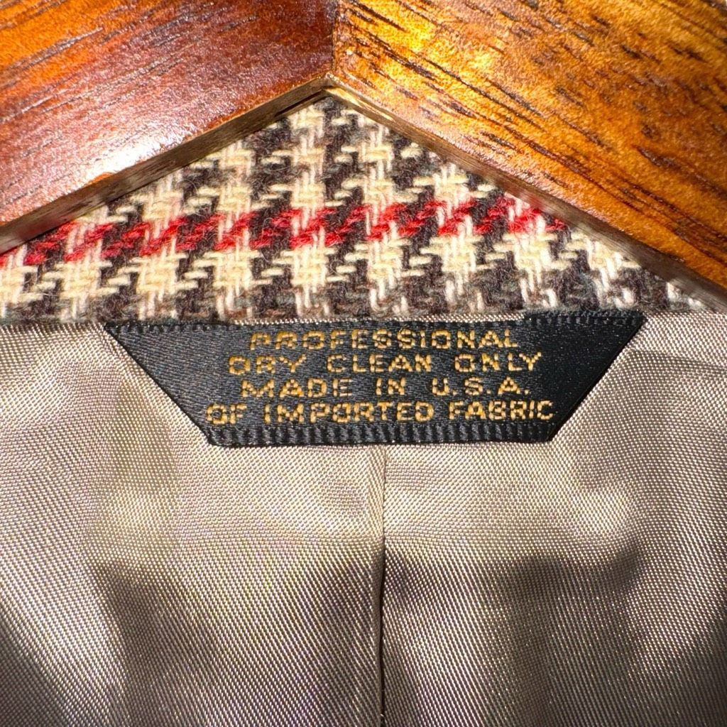 Oxxford Clothes Oxford Shop Custom Tan & Red Windowpane Tweed Sport Coat 40R Size 40R - 5 Thumbnail