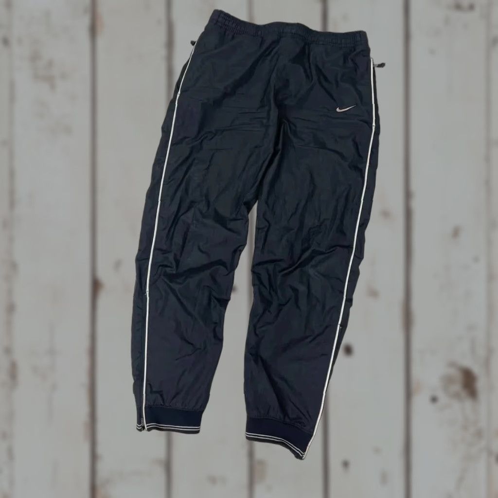 Nike VINTAGE Nike Nylon Track Pants 90s Swoosh Striped Track Pants Men S Black 90s Nike Mens XS? Size US 29 - 1 Thumbnail