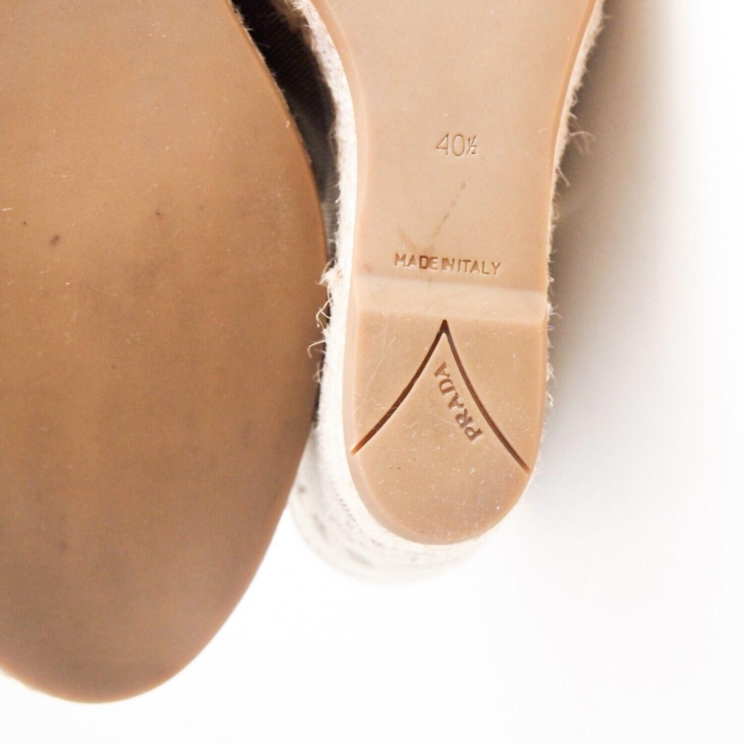 Prada Prada Wedge Sandals Brown Canvas Leather US 10.5 EU 40.5 Size US 10.5 / IT 40.5 - 7 Thumbnail