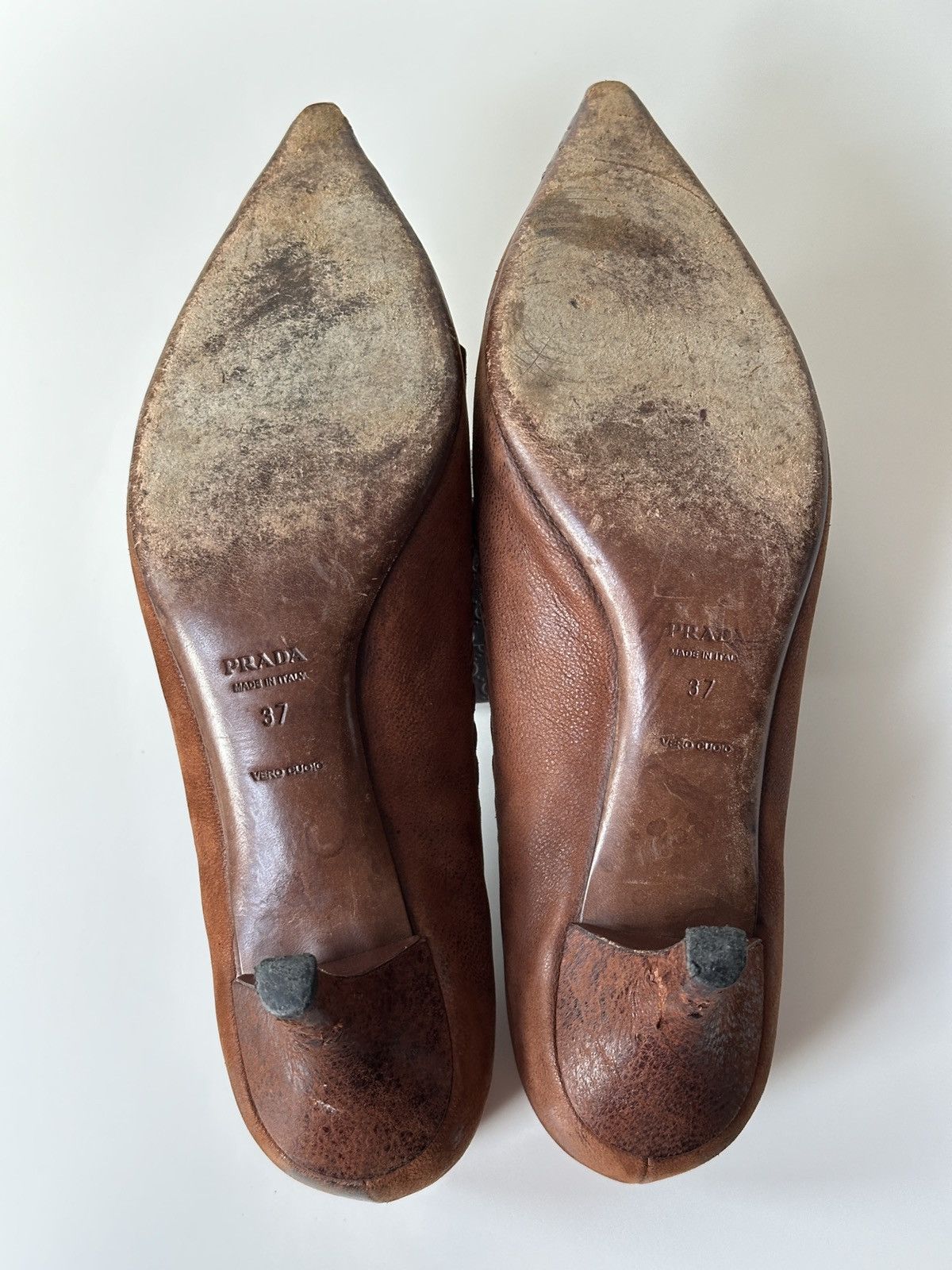 Prada PRADA Kitten Heels Grunge Brown Leather size 37 / US 7 Y2K Size US 7 / IT 37 - 9 Thumbnail