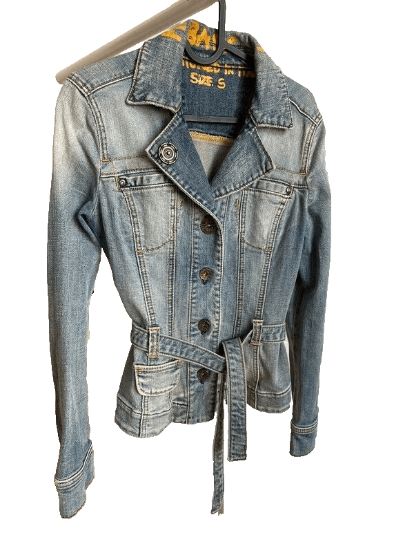 image of Vintage Y2K Miss Sixty Denim Jean Jacket Washed Retro Cyber in Denim/Grey, Women's (Size Small)