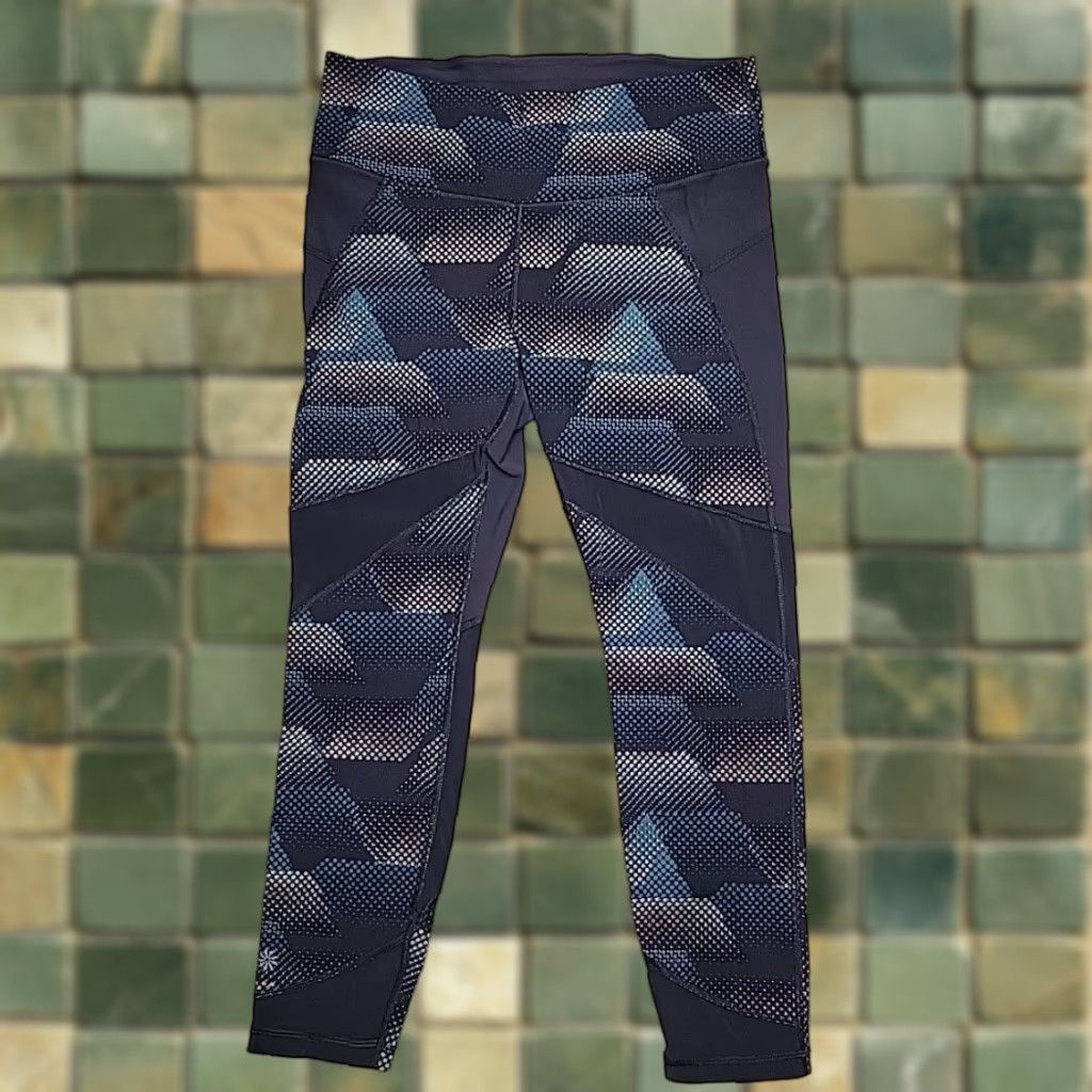 Athleta Athleta Leggings Womens Large Blue Geometric High Rise Stretch Crop Size 36" / US 14 / IT 50 - 1 Thumbnail