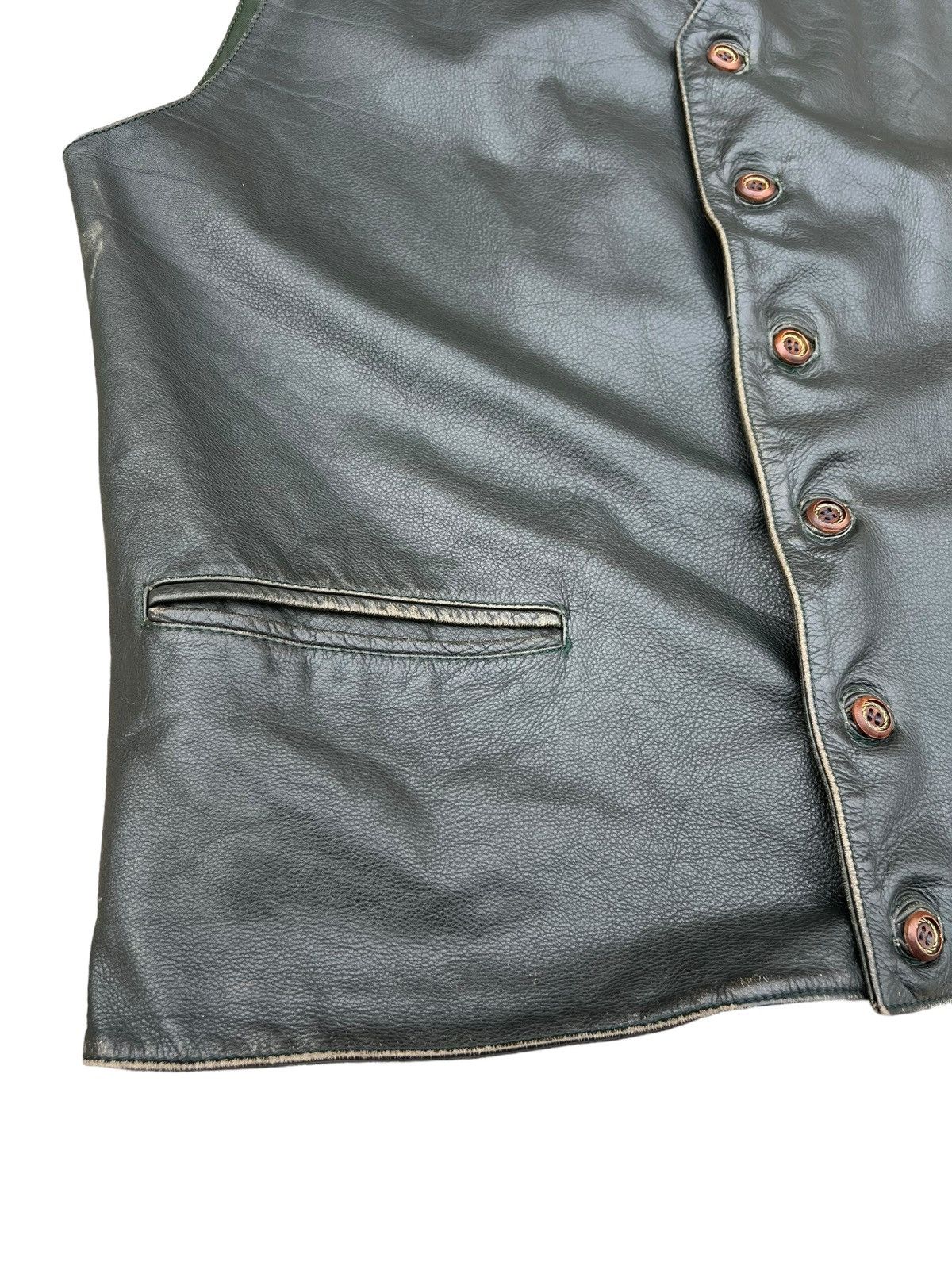 Leather Vintage Pollini Patina Leather Vest Size US L / EU 52-54 / 3 - 5 Thumbnail