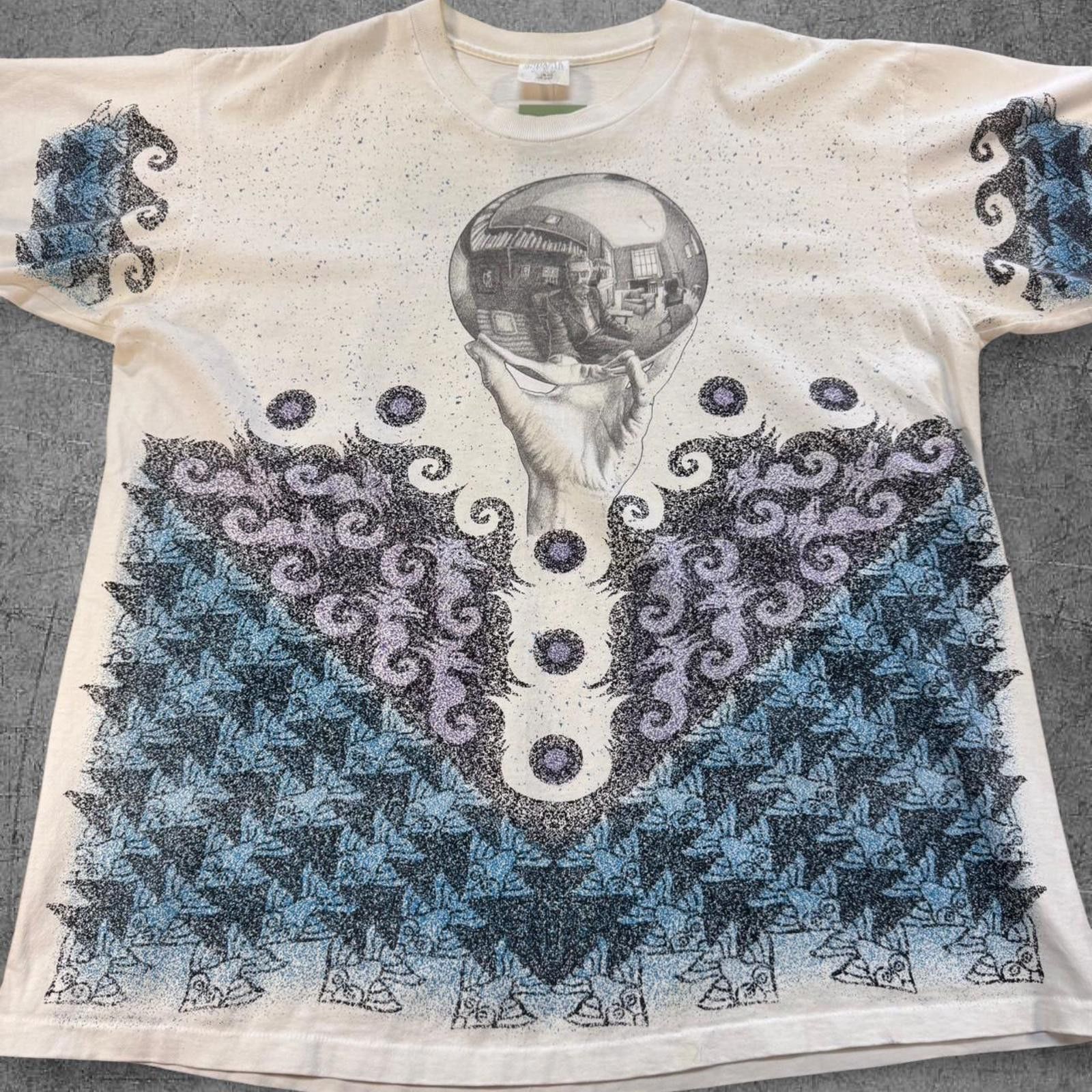 Vintage Vintage 1990s MC Escher All Over Print Art Tee Size US XL / EU 56 / 4 - 2 Thumbnail