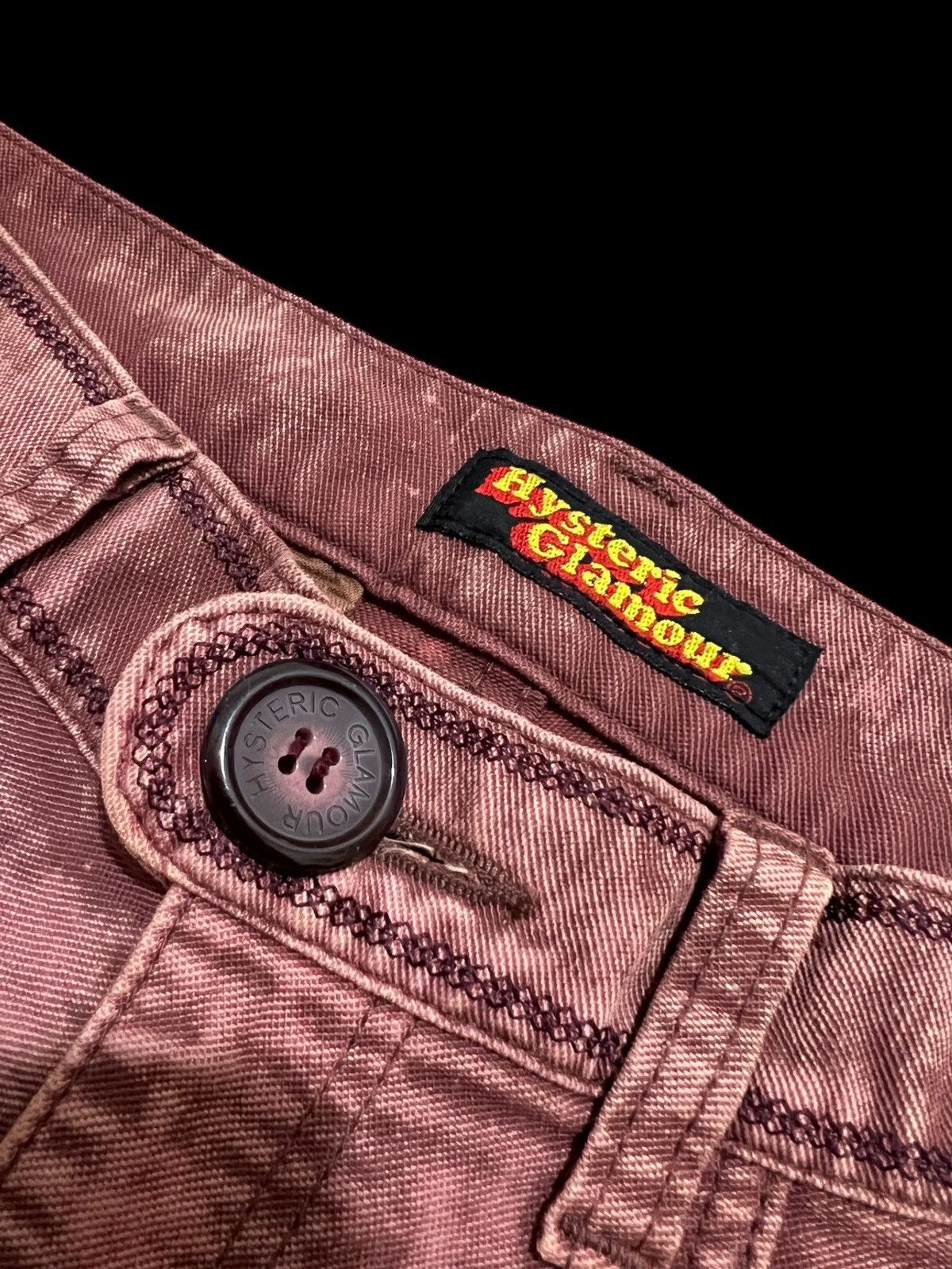 Hysteric Glamour × If Six Was Nine × Le Grande Bleu (L.G.B.) Hysteric acid wash maroon Flared Denim Pants Size US 27 - 9 Thumbnail