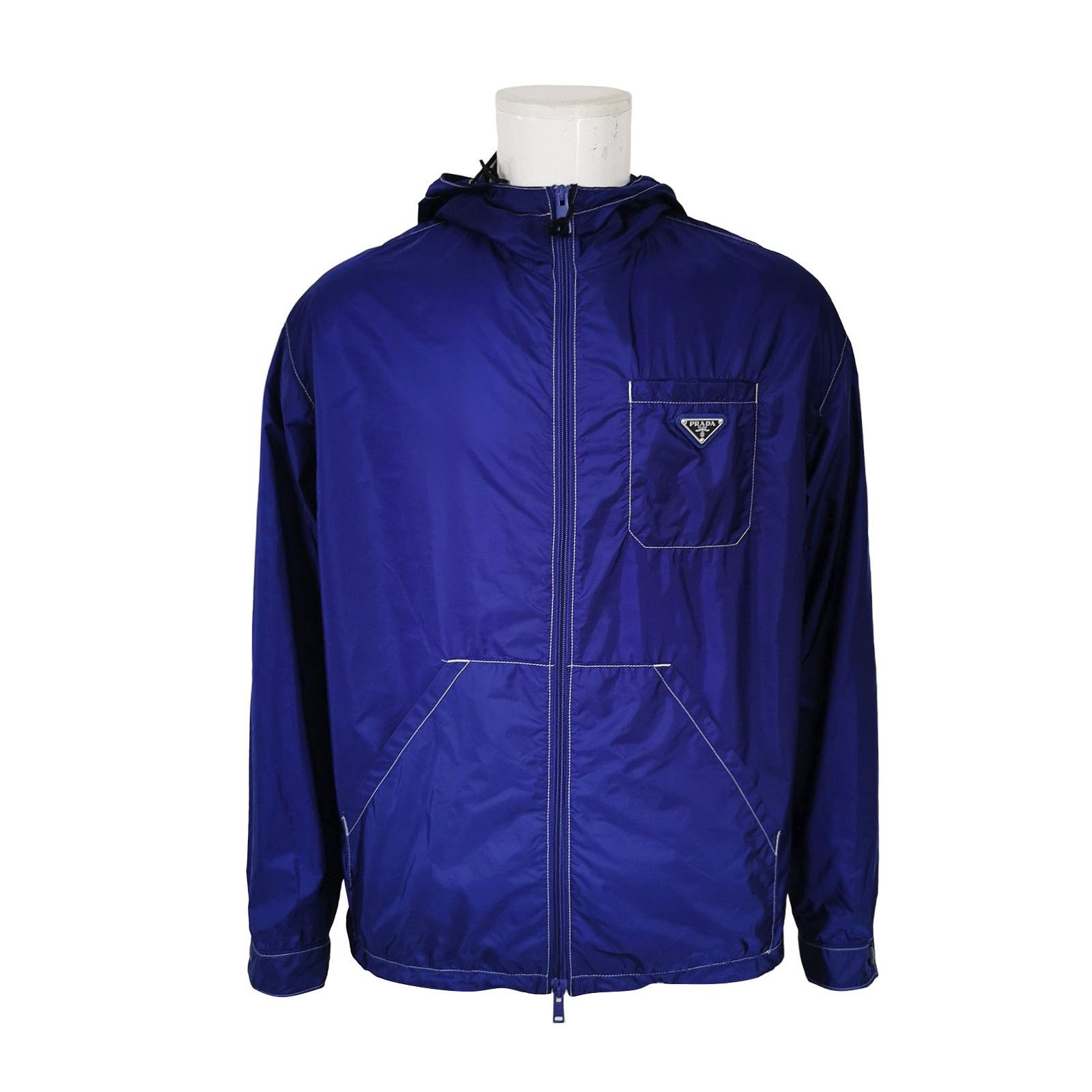 Prada Prada Hooded Triangle Logo Jacket in Blue 0079 Size US M / EU 48-50 / 2 - 1 Thumbnail