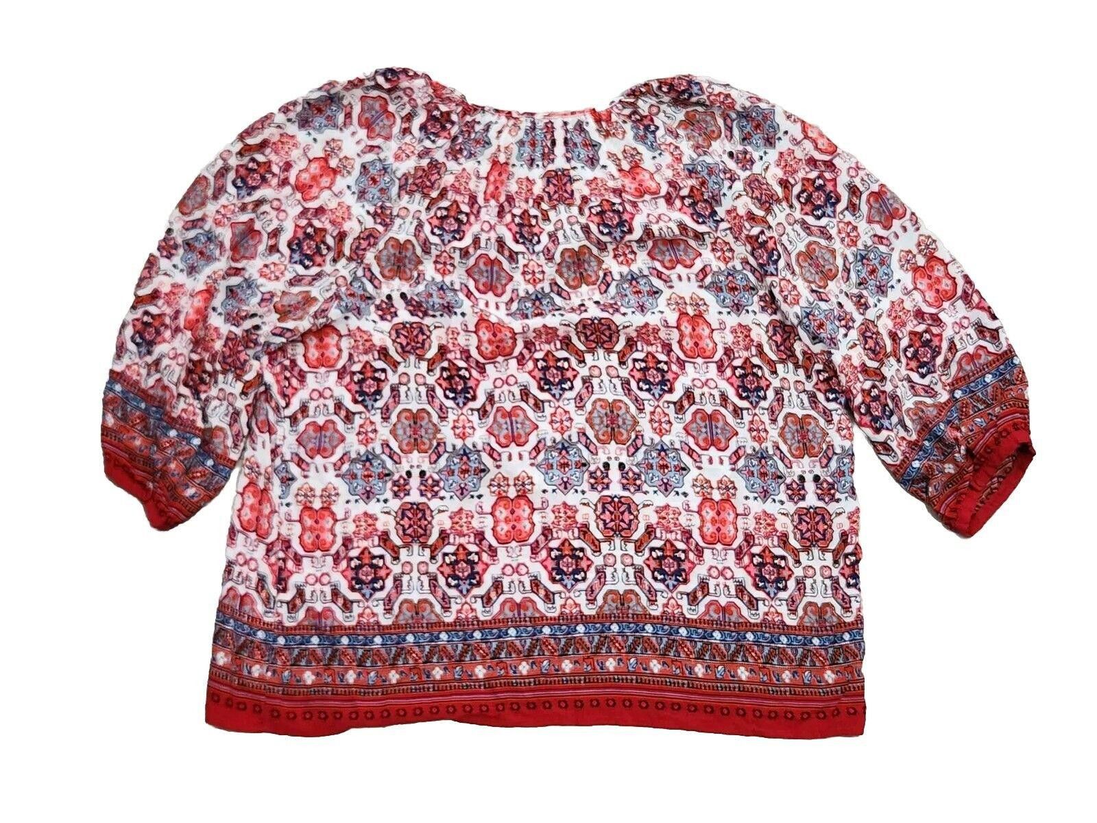 Designer Artisan Ny Blouse Womens Plus Size 1x Red White Blue Size XXL / US 16-18 / IT 52-54 - 2 Thumbnail